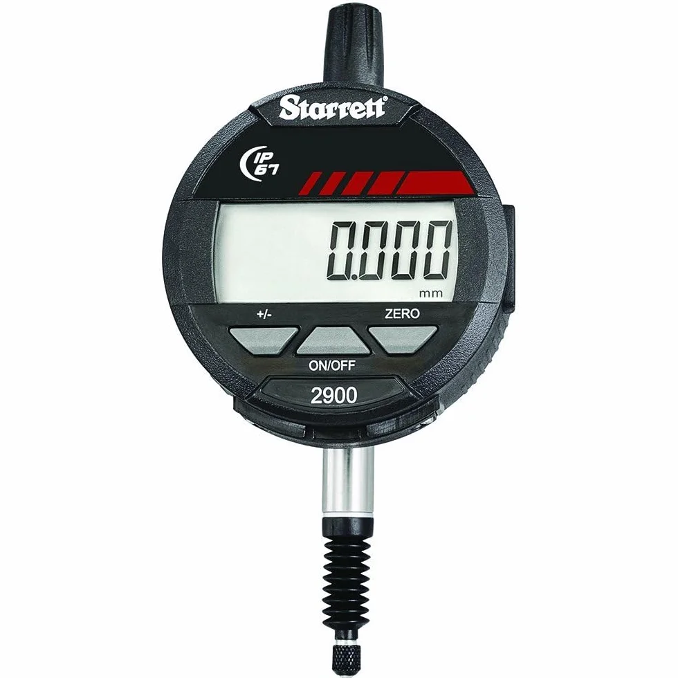 Starrett 2900-1M - Indicador electrónico LCD (8 mm de diámetro, rango de 0 a 12 mm, graduación de 0,001 mm)