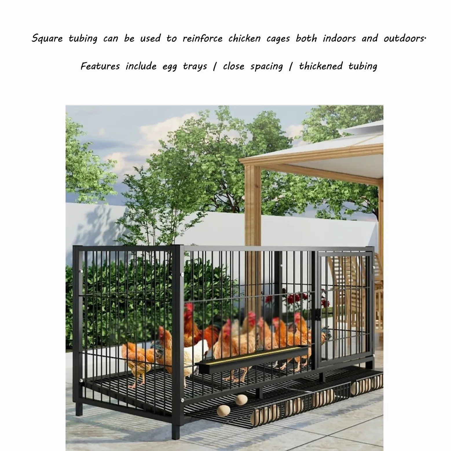 Gallinero con polea y nidales, Reforzado con Alambre de Acero Engrosado, Completamente Equipado, de fácil Montaje, Adecuado para Uso en Interior y Exterior.-M