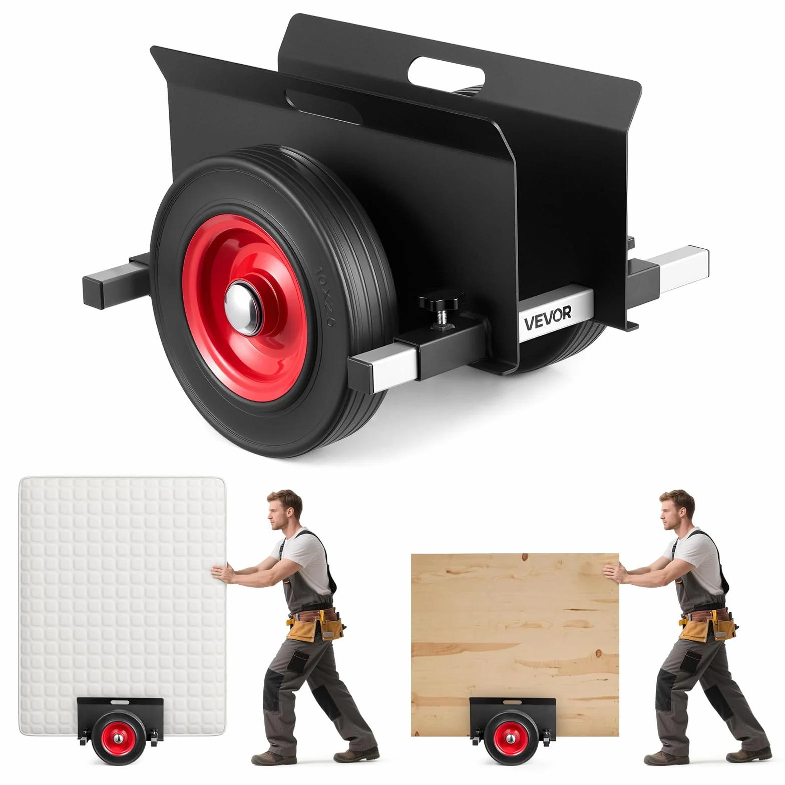 VEVOR Carro Portaplacas, Carga 453,6 kg, Ruedas de Goma, 412 x 450 x 300 mm, Negro
