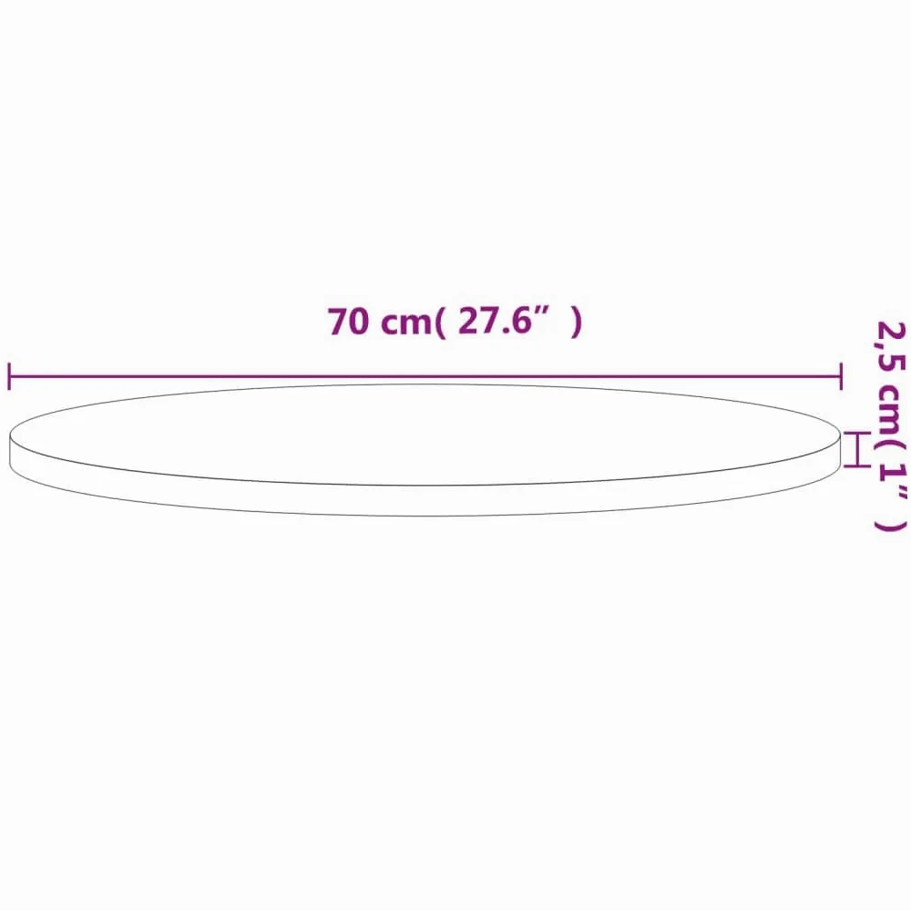 vidaXL Tablero Redondo, Superficie de Mesa Auxiliar, Tablero de Mesa de Centro, Tablero de Muebles de Repuesto, Madera Maciza de Haya Ø70X2,5 cm