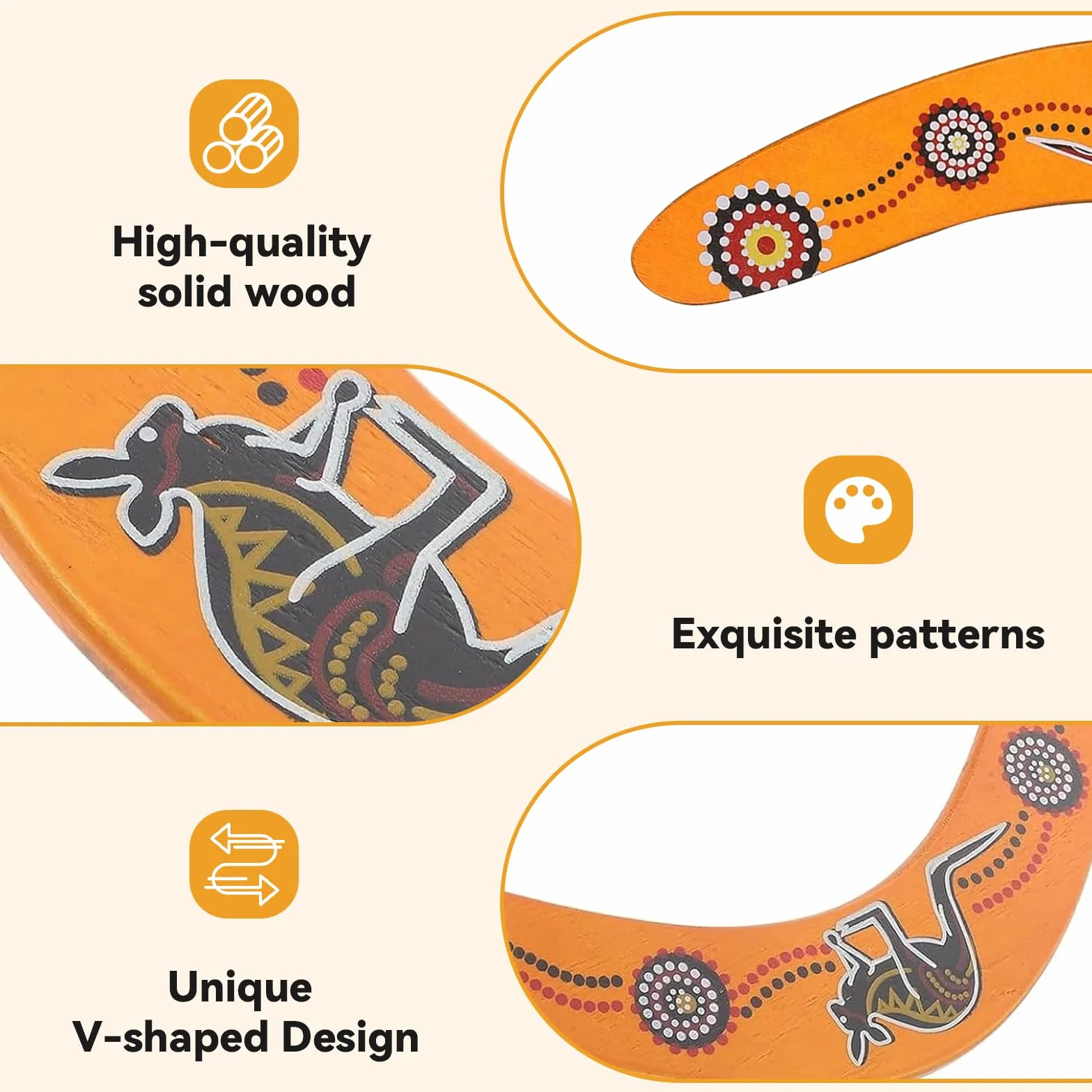 Boomerang Niños Madera Deportes al Aire Libre Bumerang de Madera Forma V Lanzar Juego