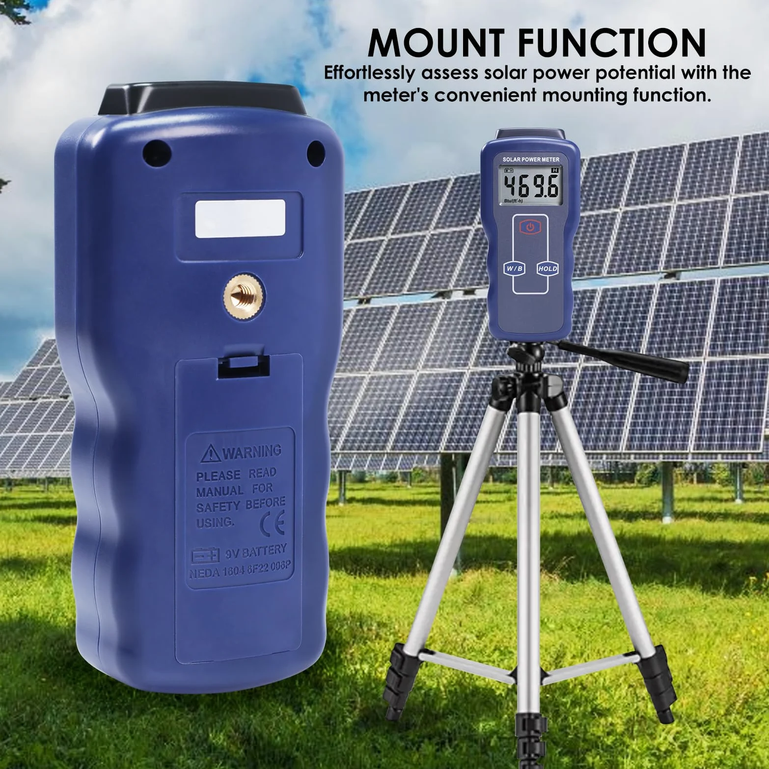 Medidor de corriente solar digital, medidor de radiación solar para probar la energía solar, transmitómetro solar para medición meteorológica solar