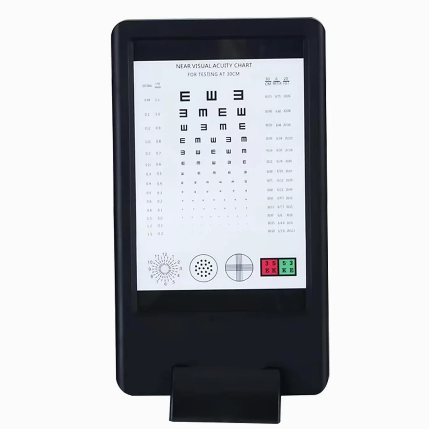 Tabla de visión, gráfico de optotipos LED de doble cara con brillo ajustable para detección de visión cercana y lejana