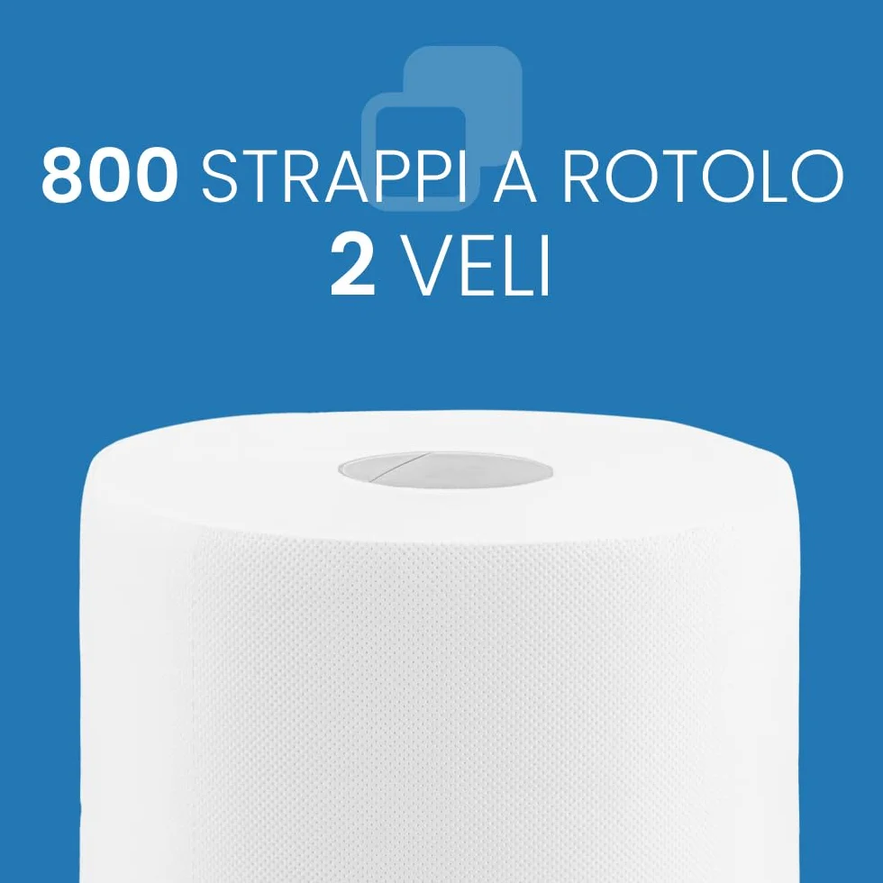 IMBALLAGGI 2000 - Rollos de Papel para Secado Industrial - 800 Tiras - Ideal para Uso alimentario y Compatible con dispensador - x Rollos