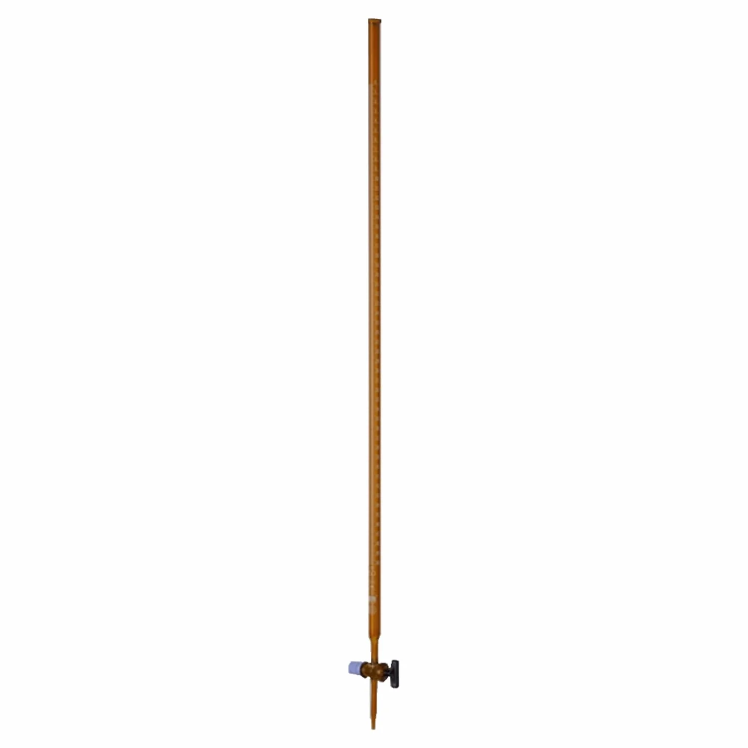 Hirschmann Duran Bureta - Grifo de vidrio recto clase B, cristal ámbar, graduación blanca, capacidad de 10 ml, división de 0,02 ml, tolerancia de 0,02 ml, longitud de escala de 500 mm, 2 unidades