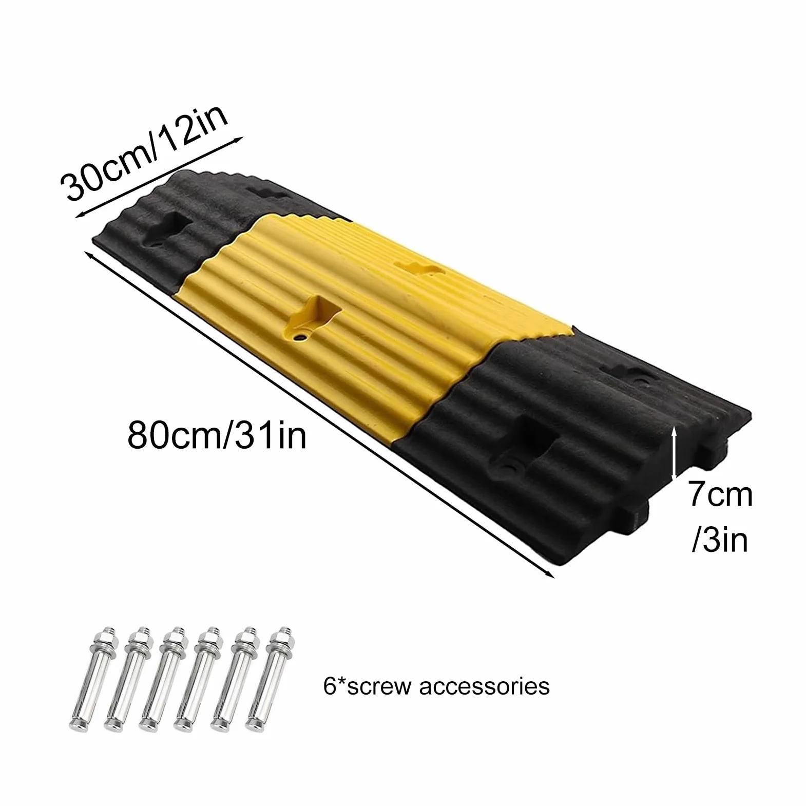 Badenes de Goma de 80 Cm, Reductor de Velocidad Modulares, Rampas Coche Empalmable de 7 Cm de Altura, Rodamiento de 50 T para Grava, Asfalto y Hormigón