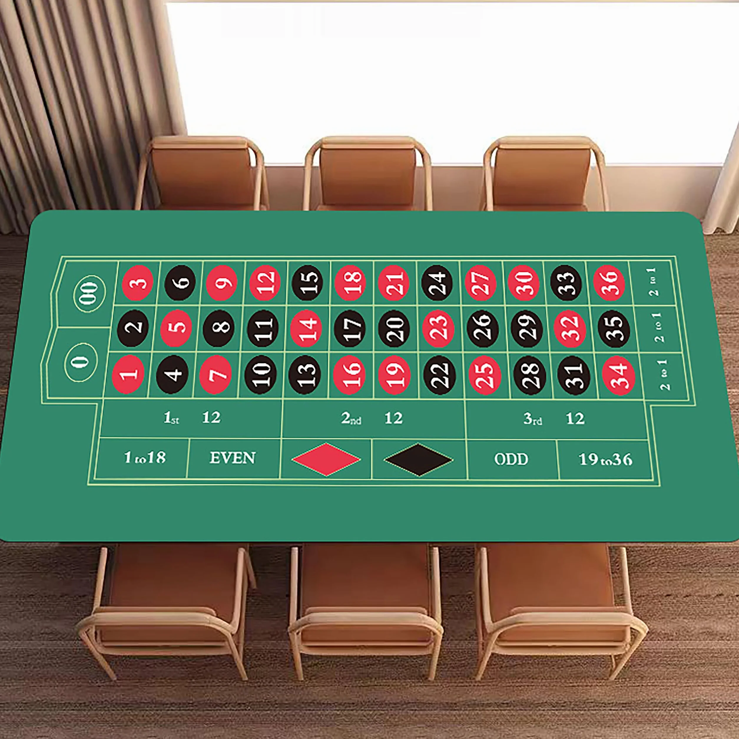 Relaxdays Alfombrilla de Ruleta y Póquer con Estuche, Base Antideslizante, 60 x 120 cm