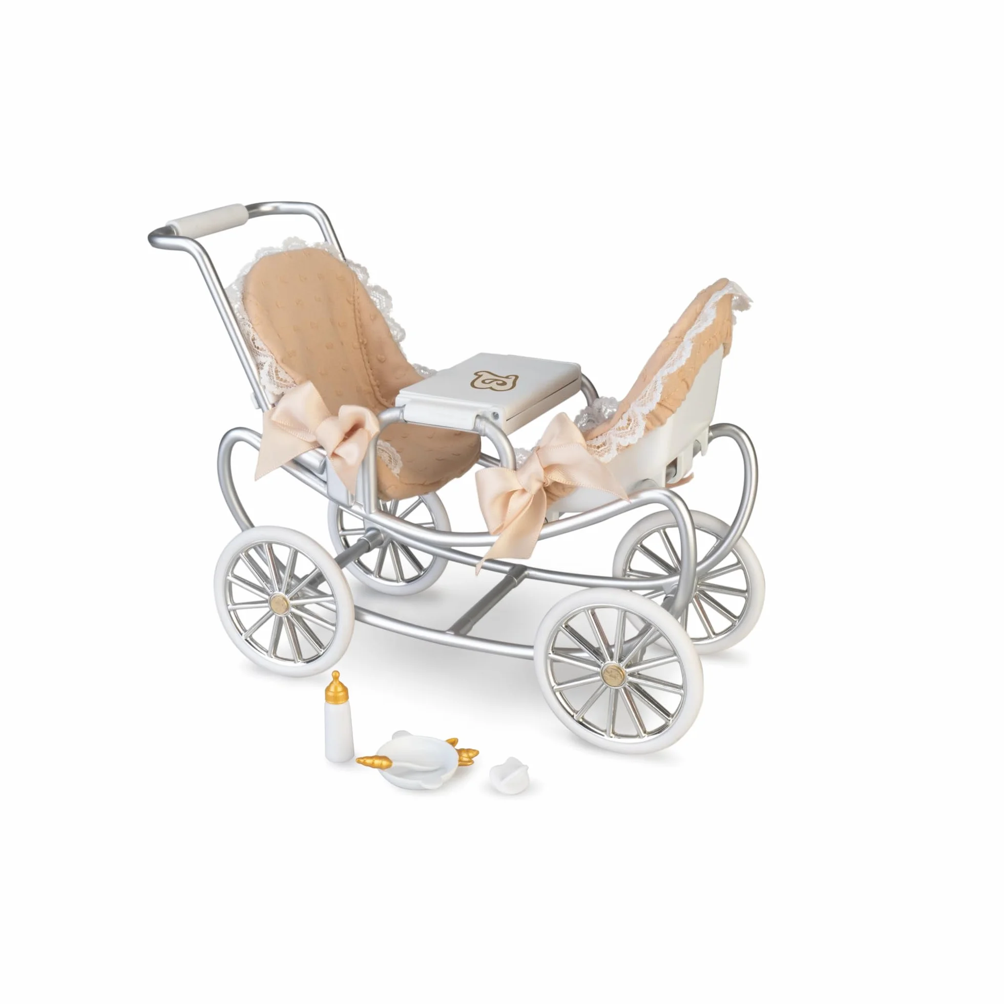 Famosa Barriguitas Carrito de Gemelos Set de Juguete con Carro de Paseo para Muñecas Bebés 4 Accesorios