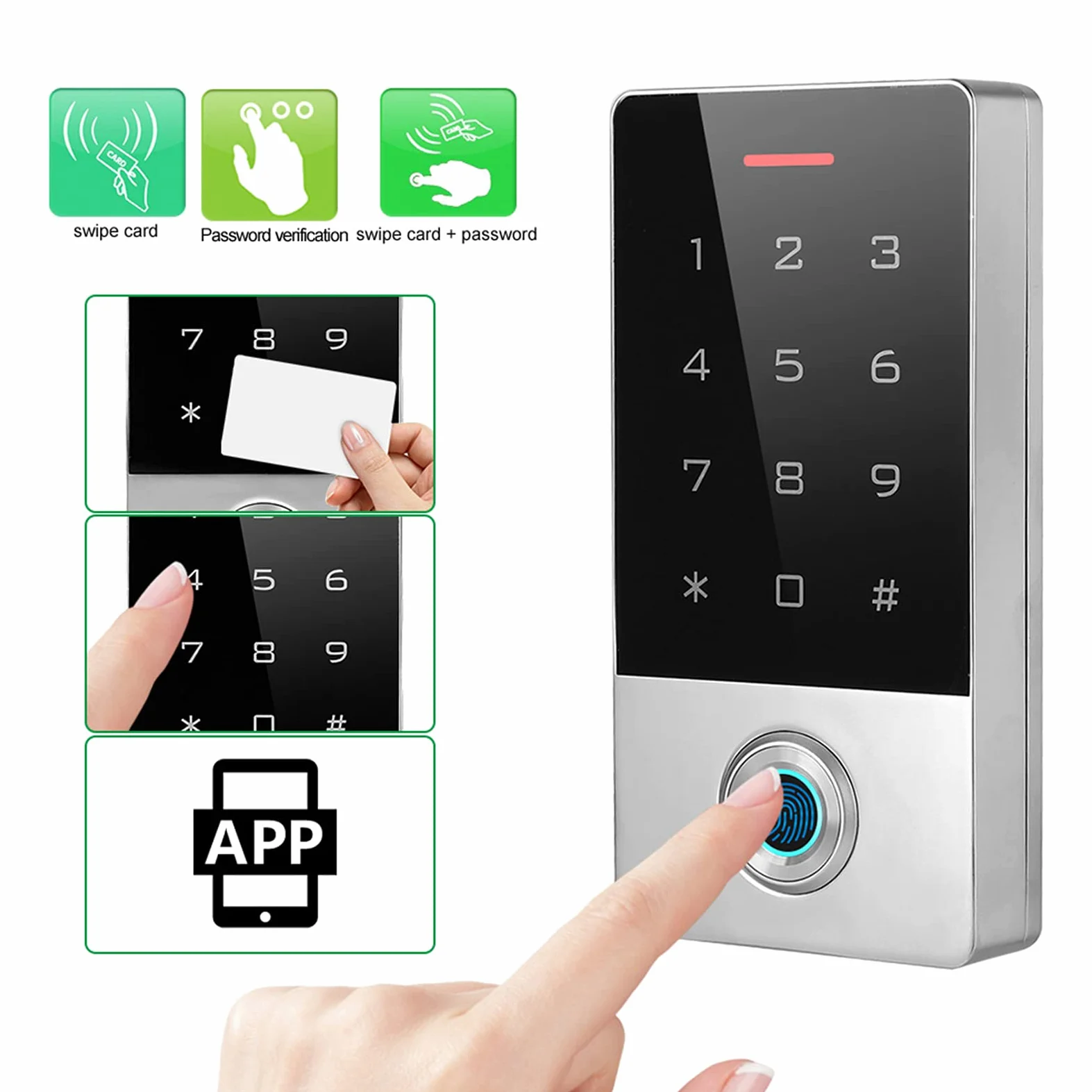 Bediffer Máquina de Control de Acceso de Huellas Dactilares de Metal Contraseña de Tarjeta de identificación WiFi para Oficina Familia Banco prisión, de control de acceso
