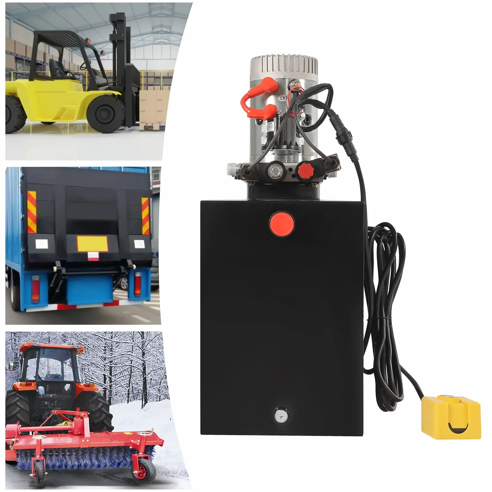 Bomba hidráulica de 12 V CC, 3 kW, agregado de bomba eléctrica, depósito de 18,9 L, motor de bomba de acero de 16 MPa, bomba de doble efecto para camión volquete, plataforma elevadora