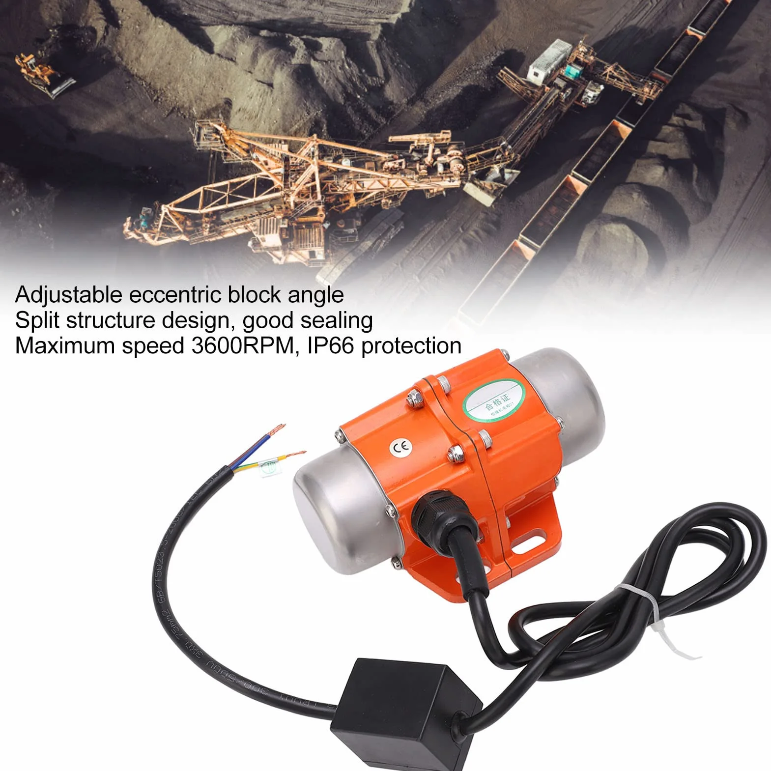 Motor vibrante, motor vibratorio as¨ªncrono de bajo ruido, 220 V, m¨¢ximo 3600 RPM, protecci¨®n IP66 para dispositivos de maquinaria(#4)