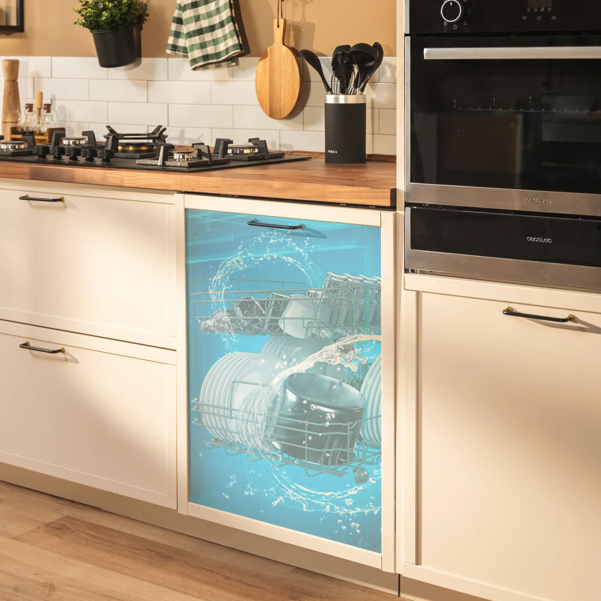 Cecotec Lavavajillas Integrable 60cm Bolero Aguazero 6500 Full-BI 15 Cubiertos Tercera Bandeja Bajo Consumo 6 Programas Dual Zone Wash O2 Dry Motor Inverter Plus