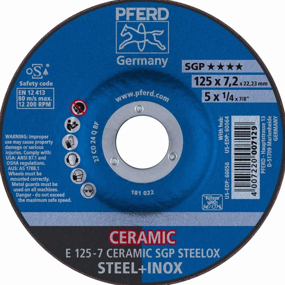 10 discos de desbaste de Pferd E 125-7 Ceramic SGP Steelox.