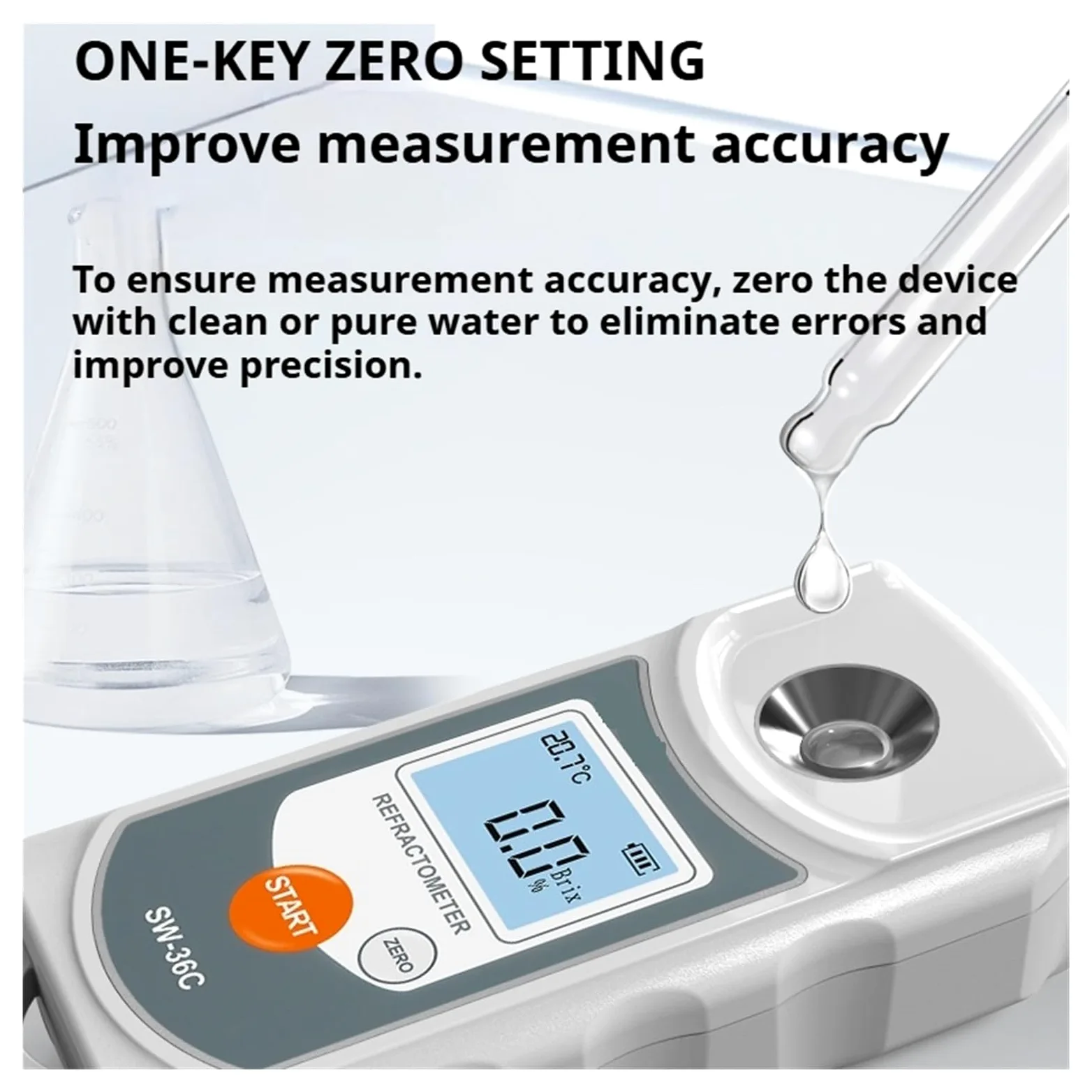 Refractómetro digital LCD, medidor Brix Jugo de fruta Bebida ATC Instrumento de medición del contenido de azúcar 0-36% Sacarómetro Respuesta Rápida