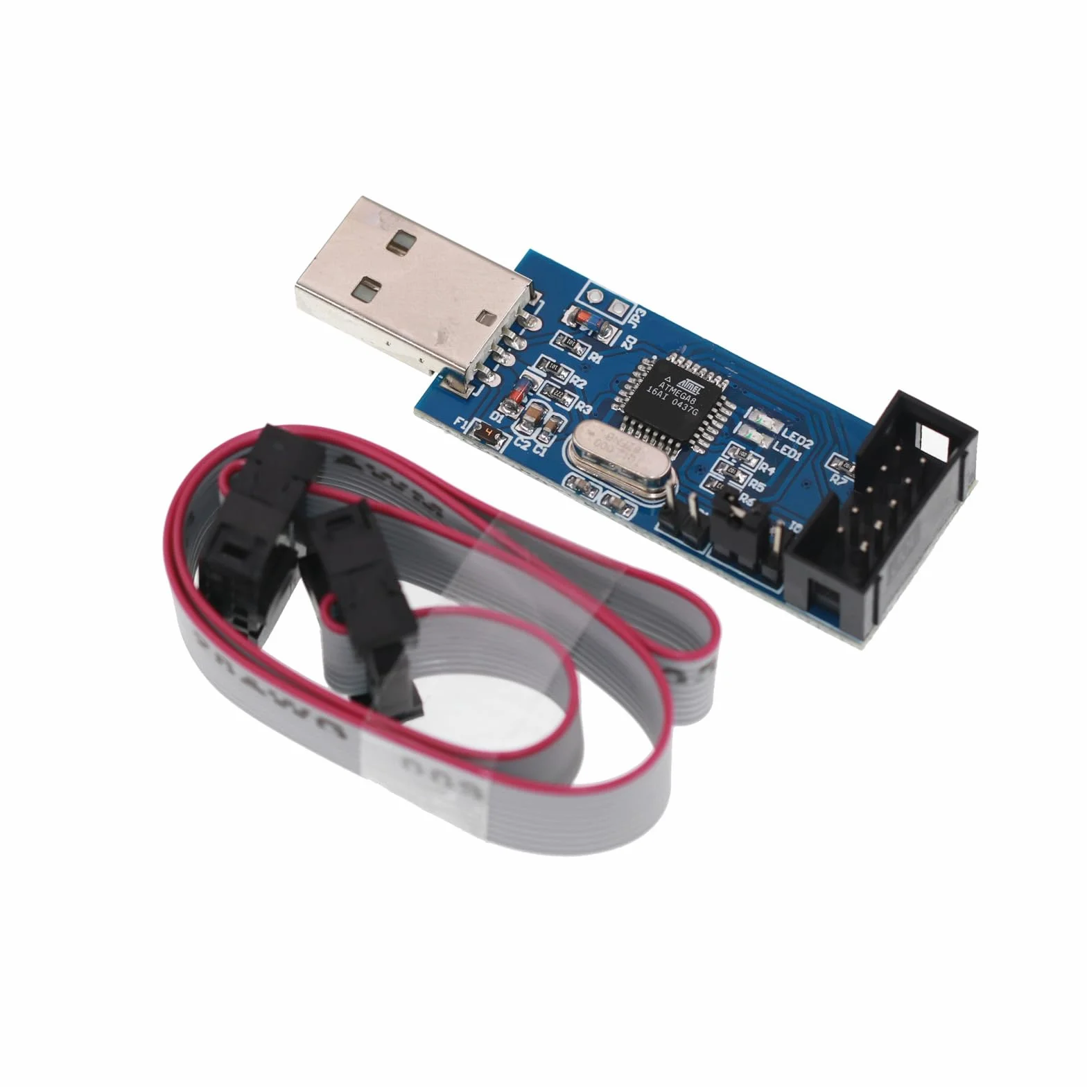 DUTTY 51 programador avr atmega8 usb - ASP descargador ISP USB de 10 Pines programador USB 3.3v 5v, con cable de 6 pulgadas de largo, compatible con el programador avr atmiga8
