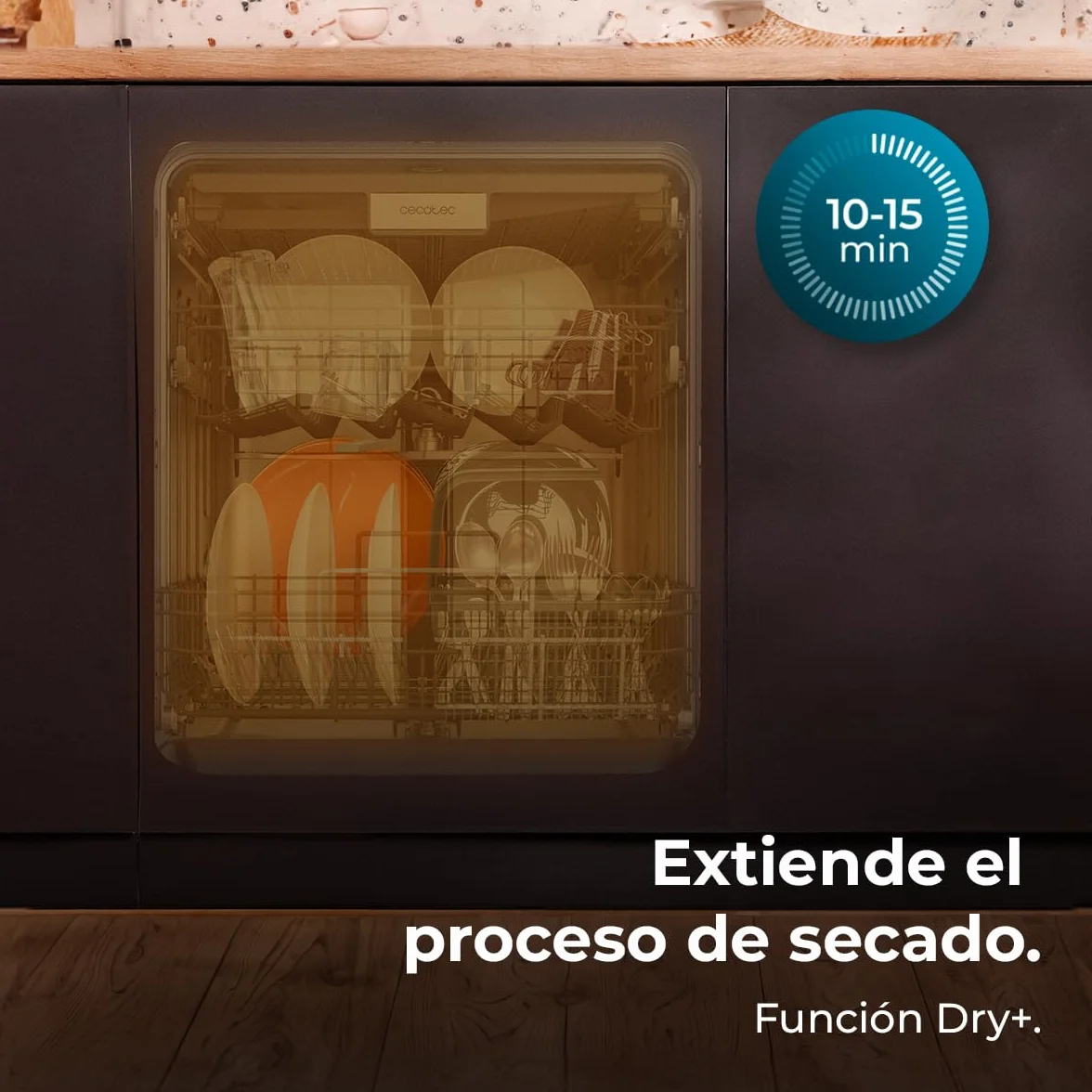Cecotec Lavavajillas Integrable 60cm Bolero Aguazero 8001 Full BI B. 14 Cubiertos, 8 Programas, Motor Inverter Plus, 3º Bandeja, Control Táctil, O2 Dry, Filtro Antibacteriano