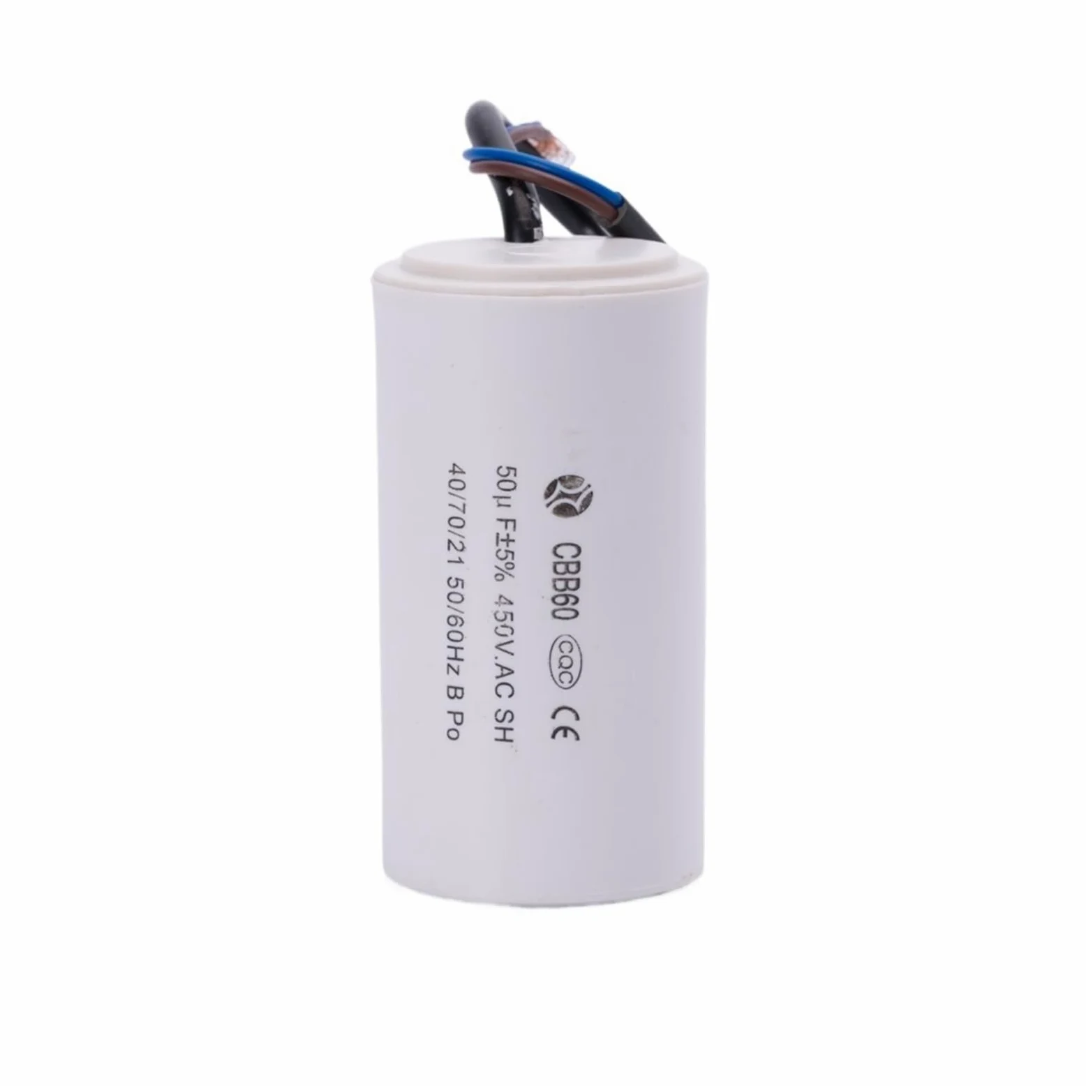 Condensador de funcionamiento de dos cables CBB60 450VAC 50uF, condensador de arranque de motor for máquina eléctrica