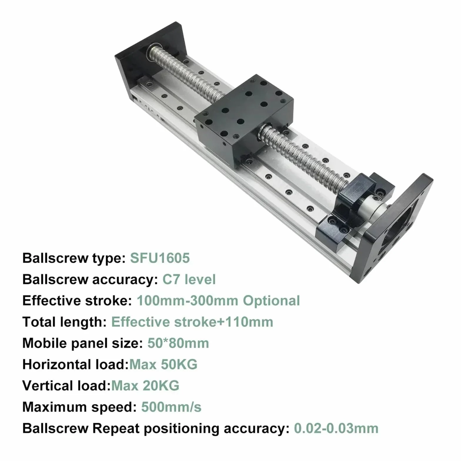 Kit de motor riel lineal con husillo bolas CNC, mesa deslizante SFU1605, Nema23, guía, módulo movimiento del eje XYZ(Single slide table,200mm Stroke)