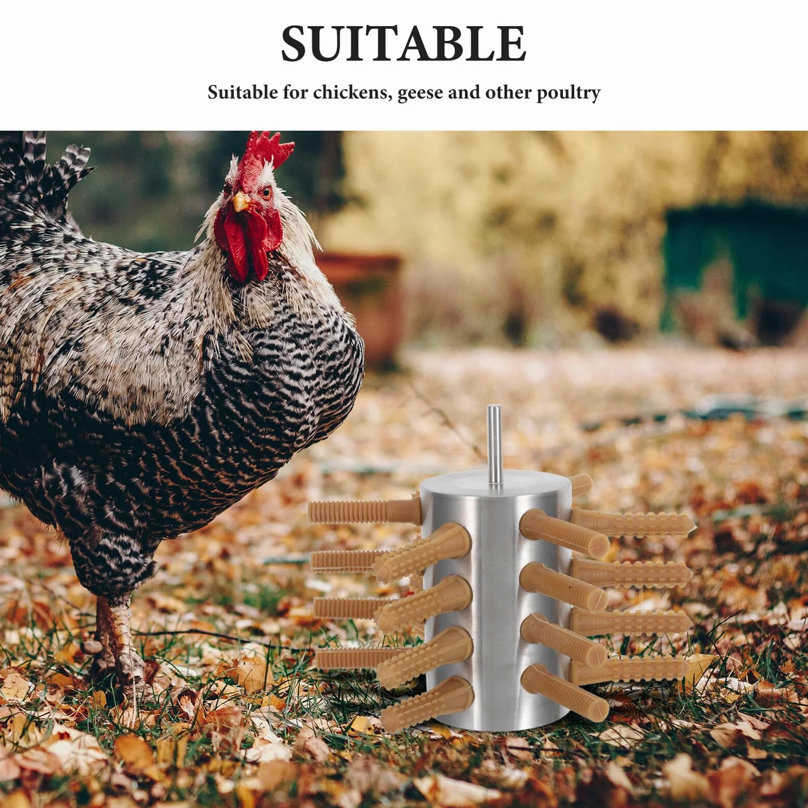 SUPVOX Desplumadora de Pollos de Acero Inoxidable para Cocina Pequeña, Portátil y Duradera 24 Dedos para Gallinas, Patos y Gansos
