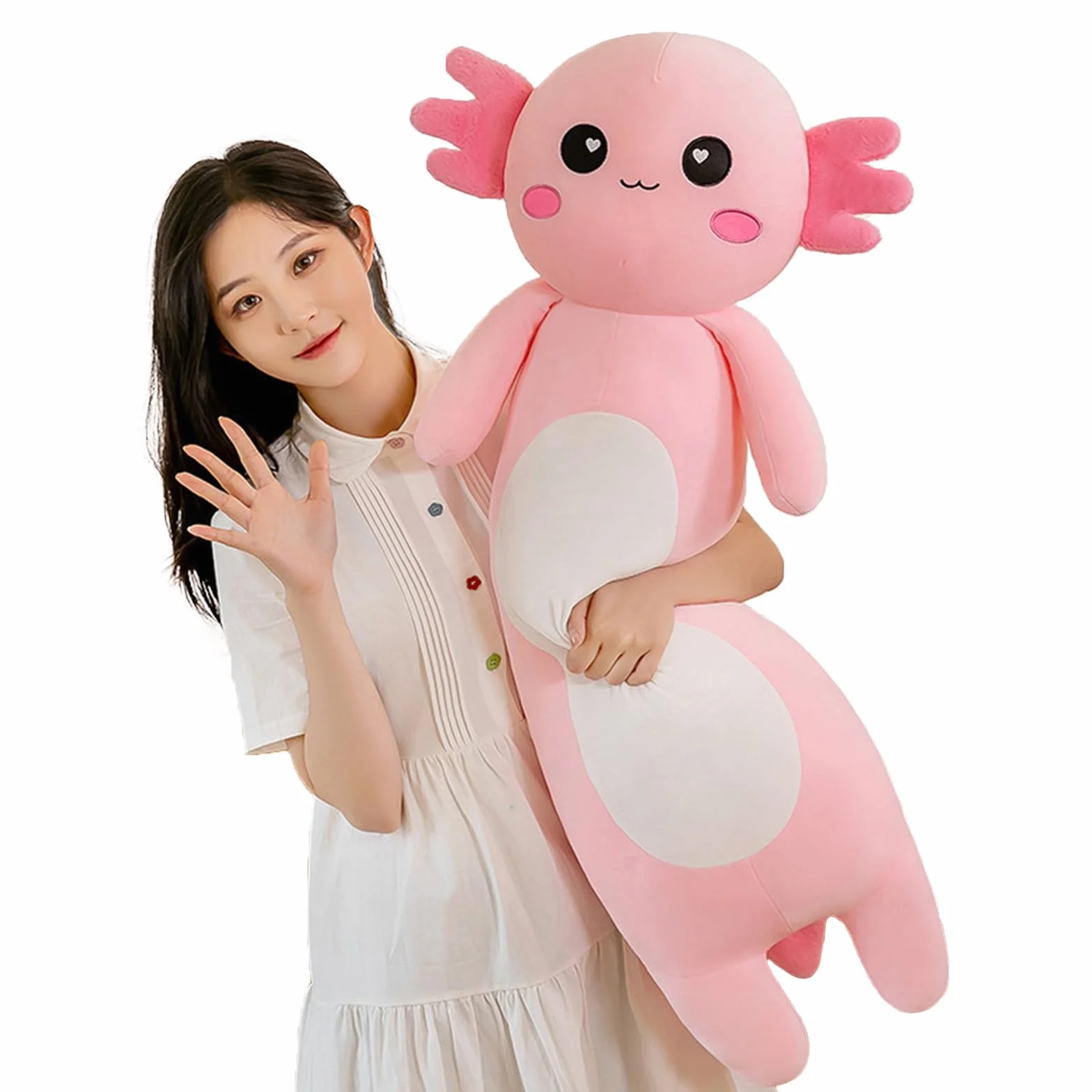 Axolotl Largo Almohada de Felpa Suave Peluche 65cm Rosa
