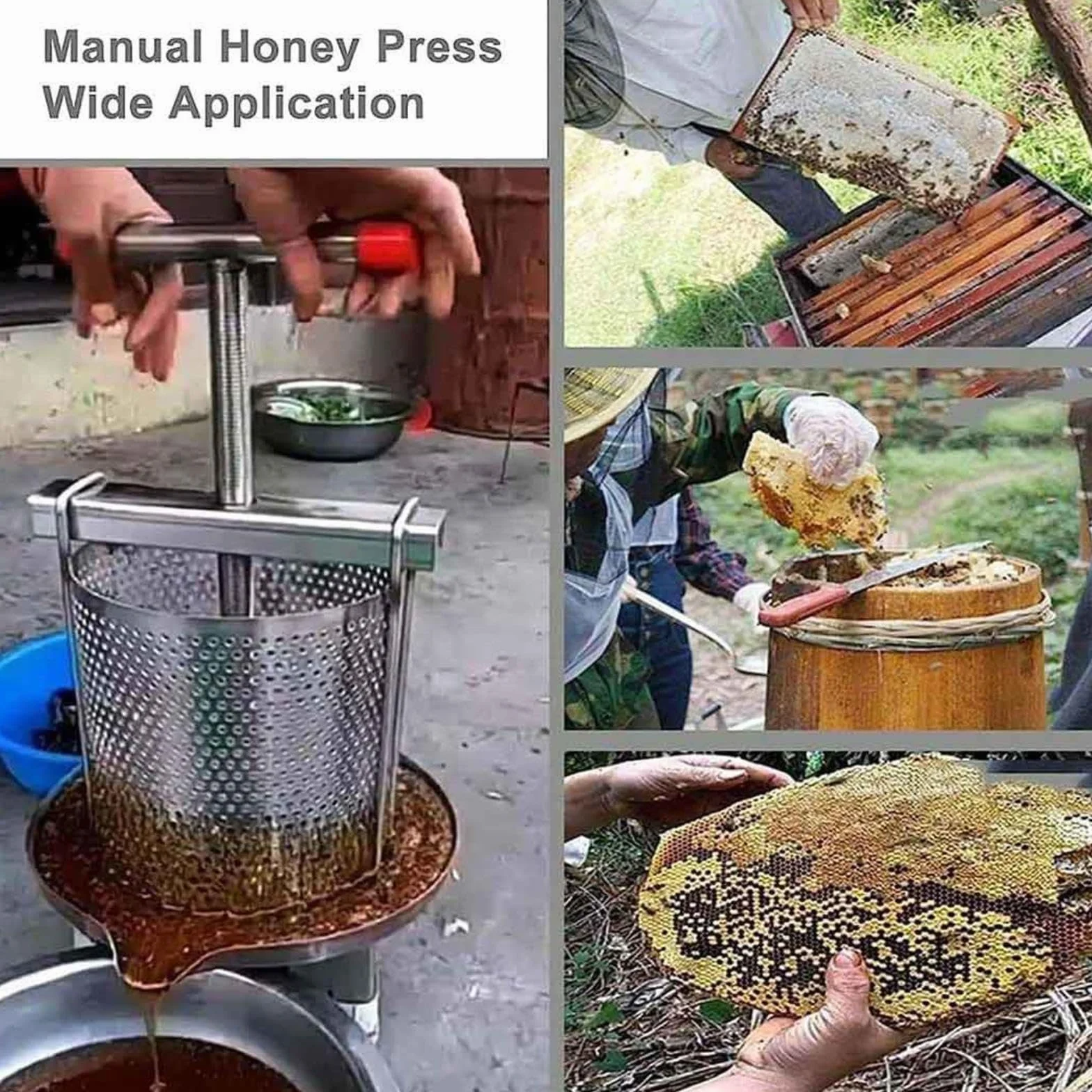 Máquina Extractora De Miel Manual,Extractor De Miel Manual Prensa De Operculos De Miel Fácil Limpieza Para Apicultura KL,A