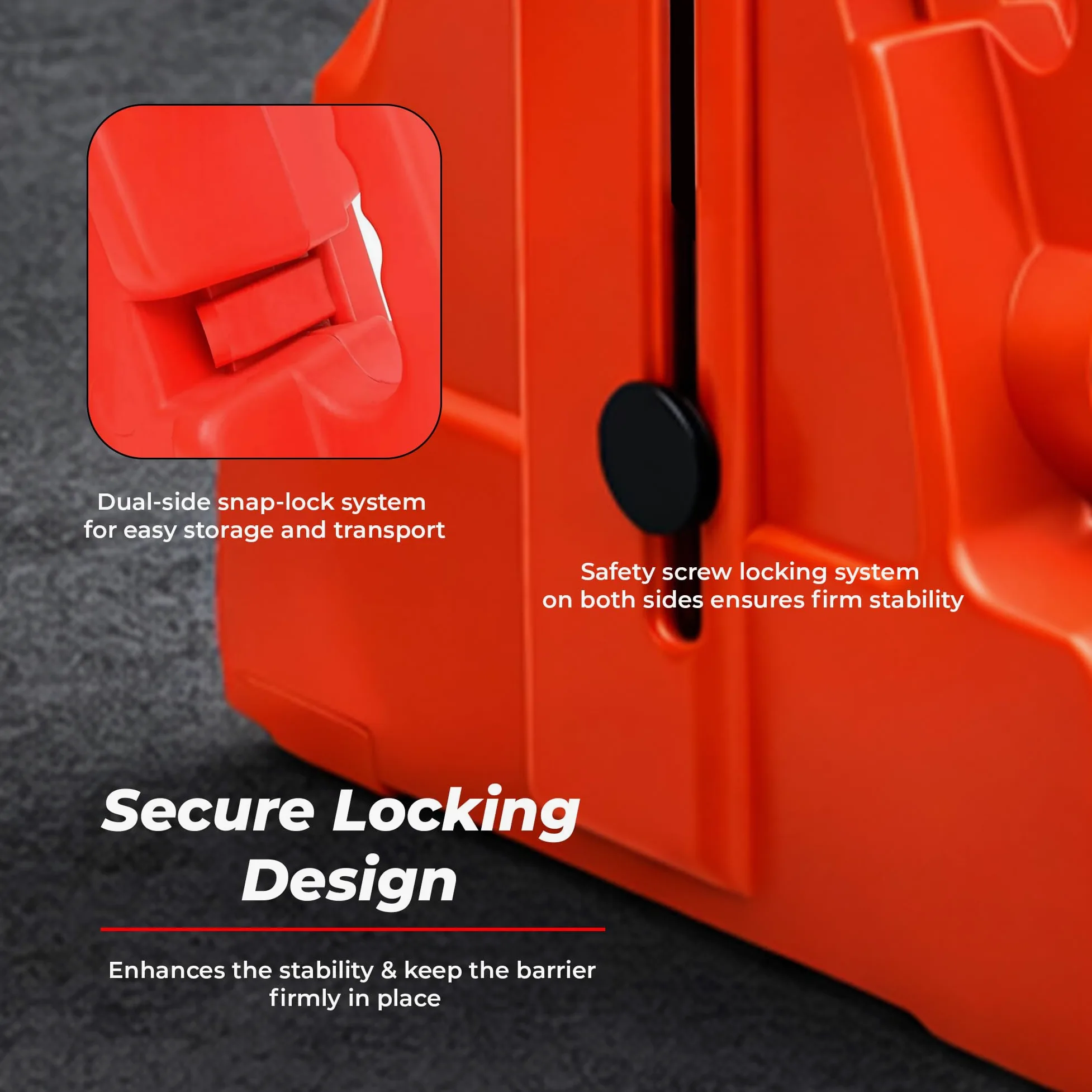 Berry Barrera de seguridad expandible de 2,5 metros, color rojo, barrera de seguridad plegable con tiras reflectantes, barrera de control de multitudes portátil rellenable con agua para almacenes