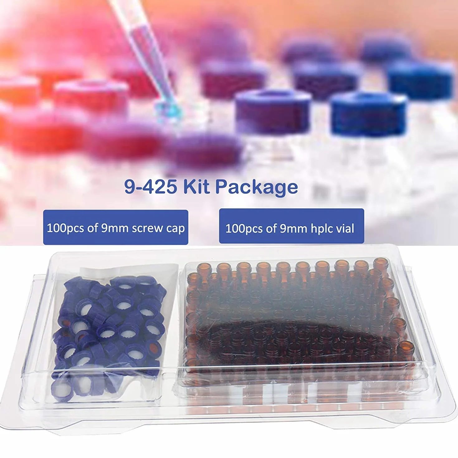 ALWSCI Frascos Viales de Vidrio 2ml HPLC 9-425 Autosampler Laboratorio 100 Piezas
