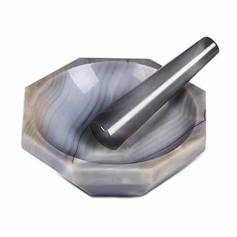 Mortero de ágata natural 40mm con varilla de molienda para laboratorio