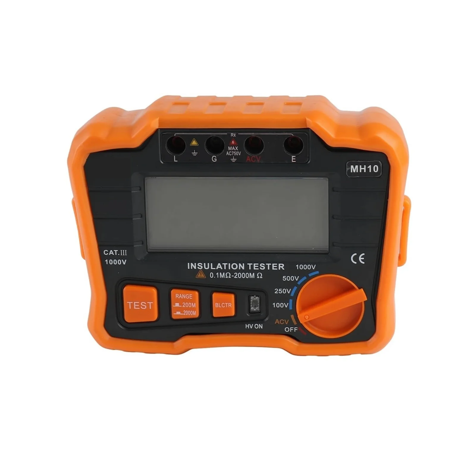 Probador Megger Megóhmetro digital MH10, comprobador de resistencia aislamiento, multímetro con pantalla LCD(Oranje)