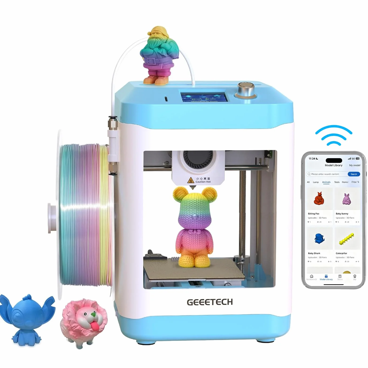 Impresora 3D GIANTARM GEEETECH M1S con Wi-Fi, Control Inteligente y Pantalla a Color. Miniimpresora 3D para Principiantes, extrusor de accionamiento Directo y Velocidad de impresión 250 mm/s más.
