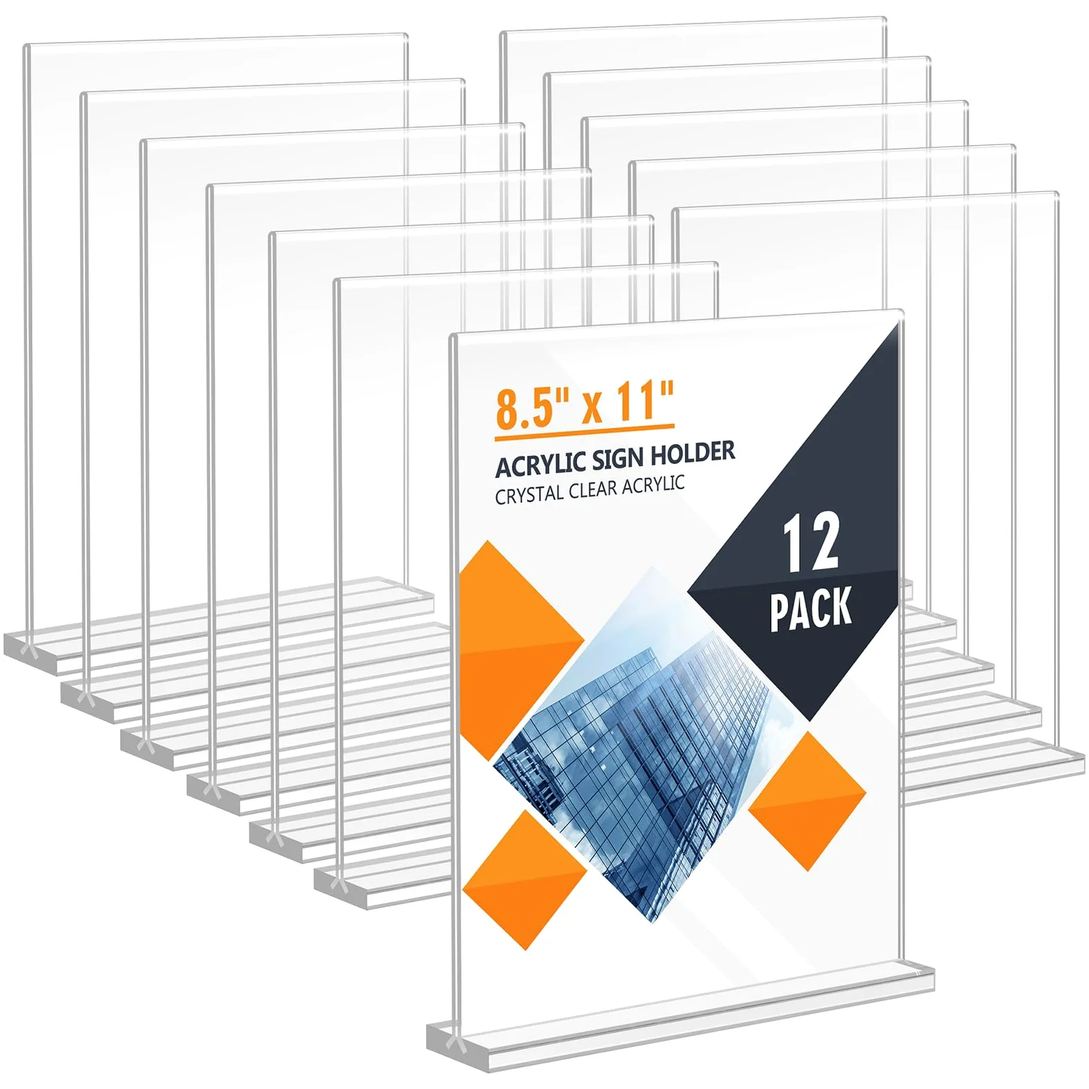 Enayplon Soporte acrílico para carteles de 8.5 x 11 pulgadas, soporte de doble cara, soporte de plástico para papel de mesa, soporte vertical para folletos de menú, soporte para folletos de mesa en