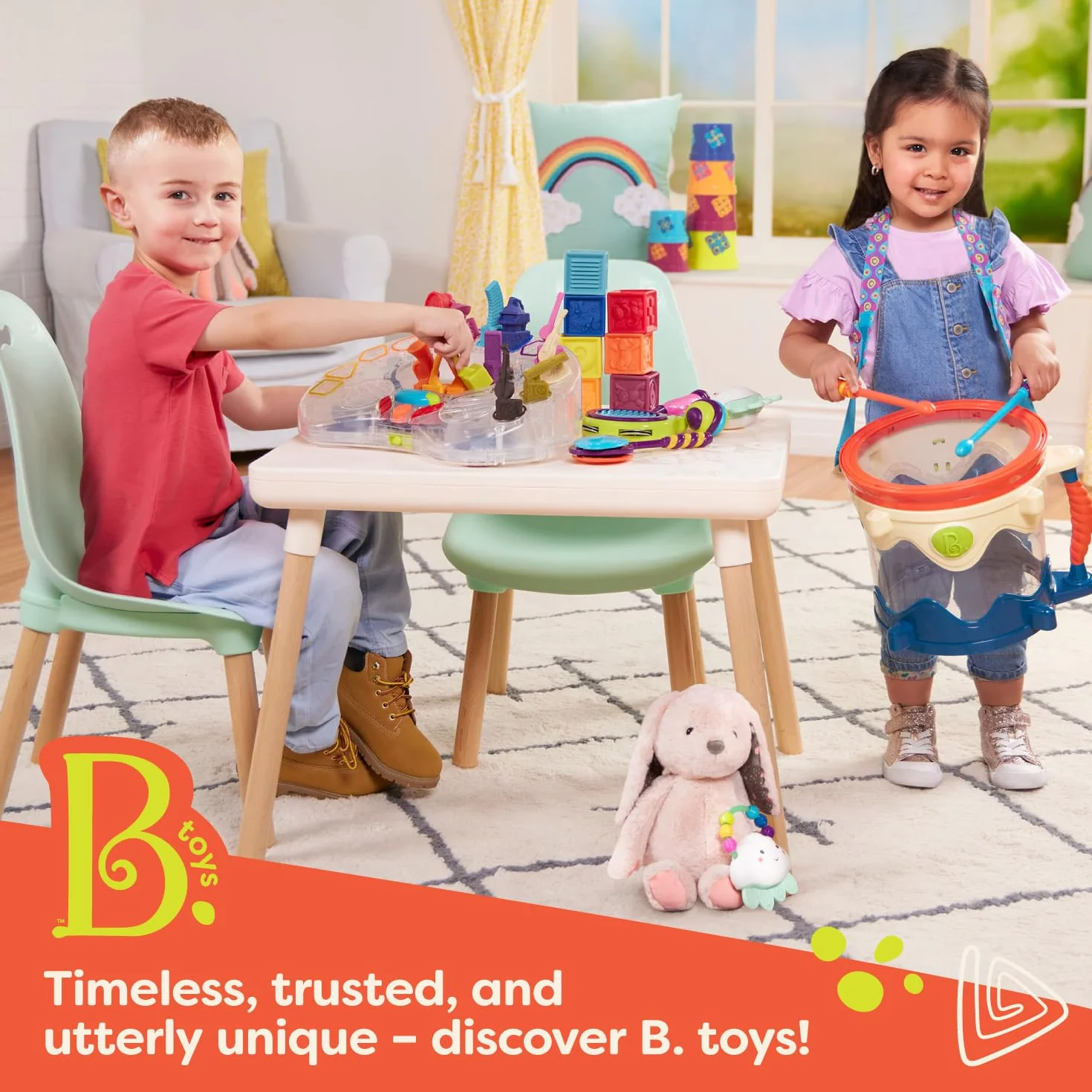 B. toys Okideoke Micrófono para niños Karaoke Juguete 8 Canciones pregrabadas Control Volumen Tempo 18 Meses+