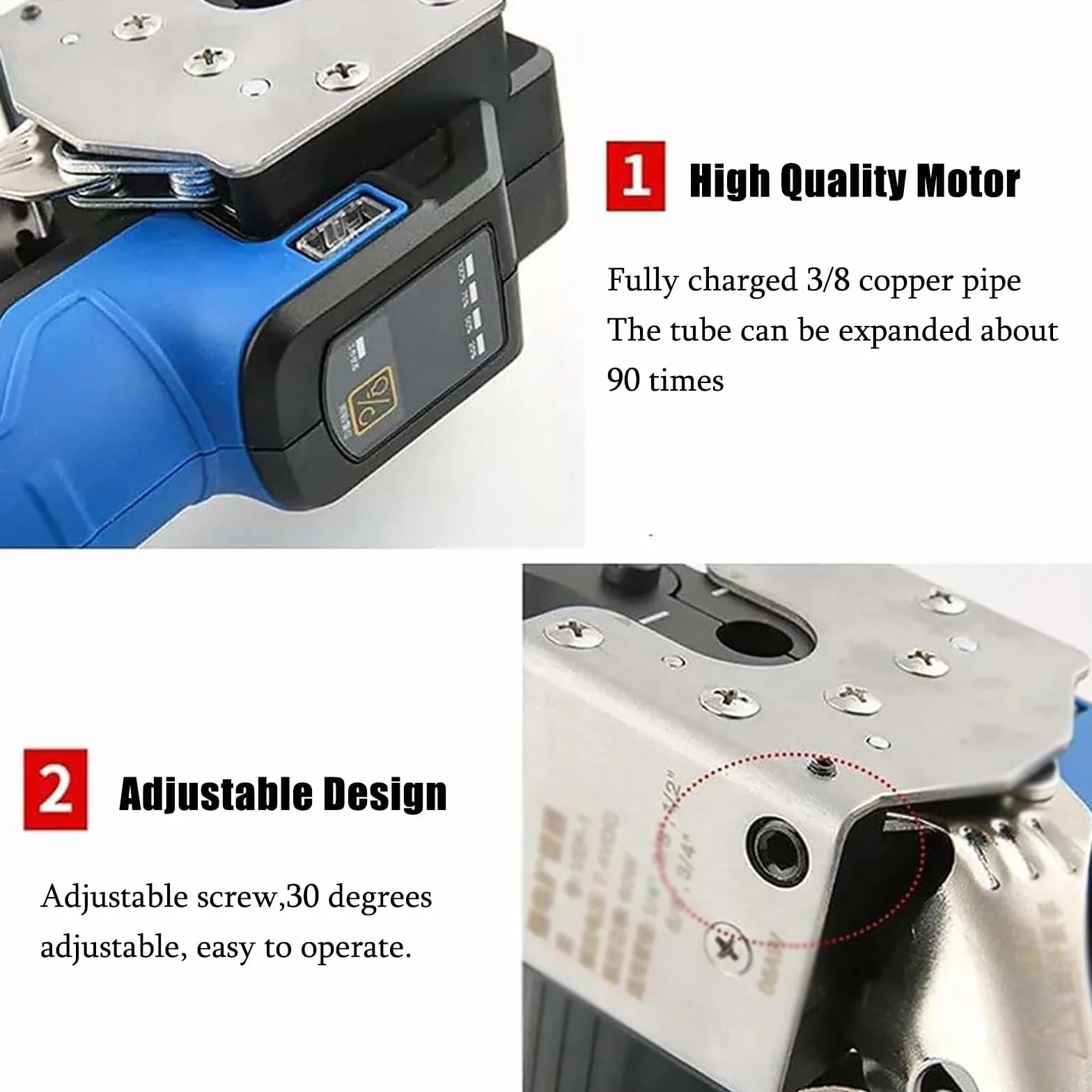 Abocardador EléCtrico InaláMbrico Con Luz Led, Compatible Con Sistemas MéTricos Y En Pulgadas, Con Carga RáPida Para Una ExpansióN Eficiente De TuberíAs De Cobre.,StandardVEF-1