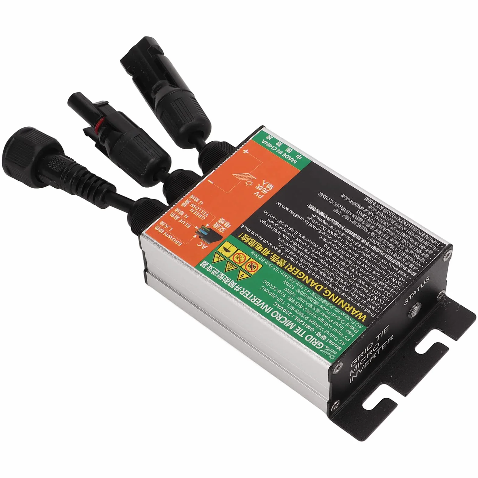 VOBOR 120W MPPT Micro inversor de conexión a Red,12V a 25V MPPT inversor de conexión a Red Micro inversor de Onda sinusoidal para Sistemas solares pequeños, Resistente al Agua