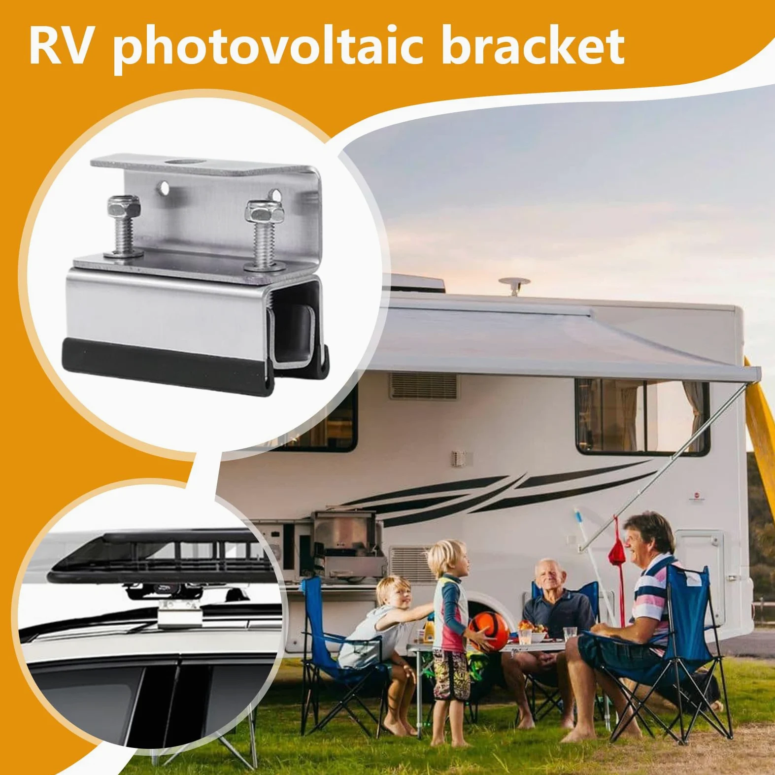 Soporte para Paneles Solares de Autocaravana Kit de 4 Soportes de Montaje | Estructura De Acero Inoxidable Para Techos De Caravanas, Embarcaciones, Remolques Y Camping