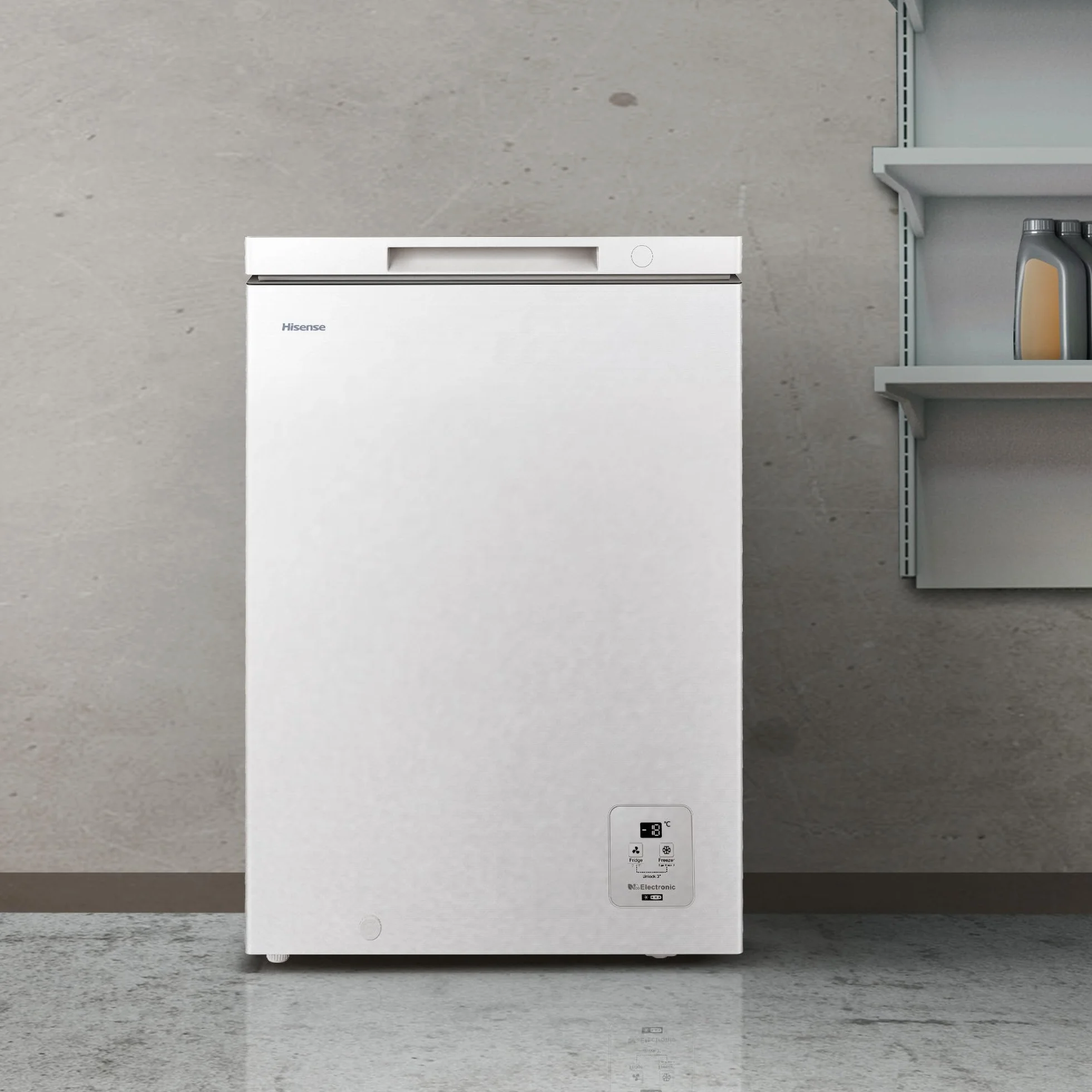 Hisense Arcón Congelador Horizontal 97L 86cm Congelación 360° Congelador Convertible Control Electrónico de Temperatura Freezer Protect Blanco