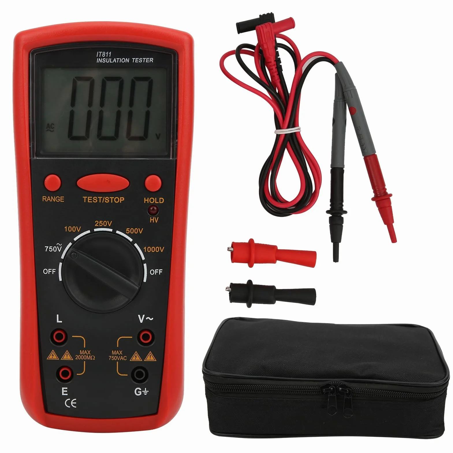 Tester de Resistencia de Aislamiento IT811, Medidor con Medidores de Pantalla LCD MEGOHM Herramientas Eléctricas Mediendo el Dispositivo de Medición