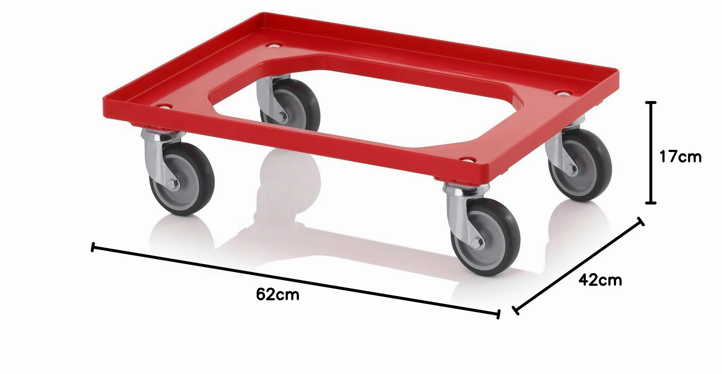 2 x transporte Roller Rojo con gumm ruedas para 60 x 40 Euro Depósito Incluye ZOLLSTOCK "Juego de 2