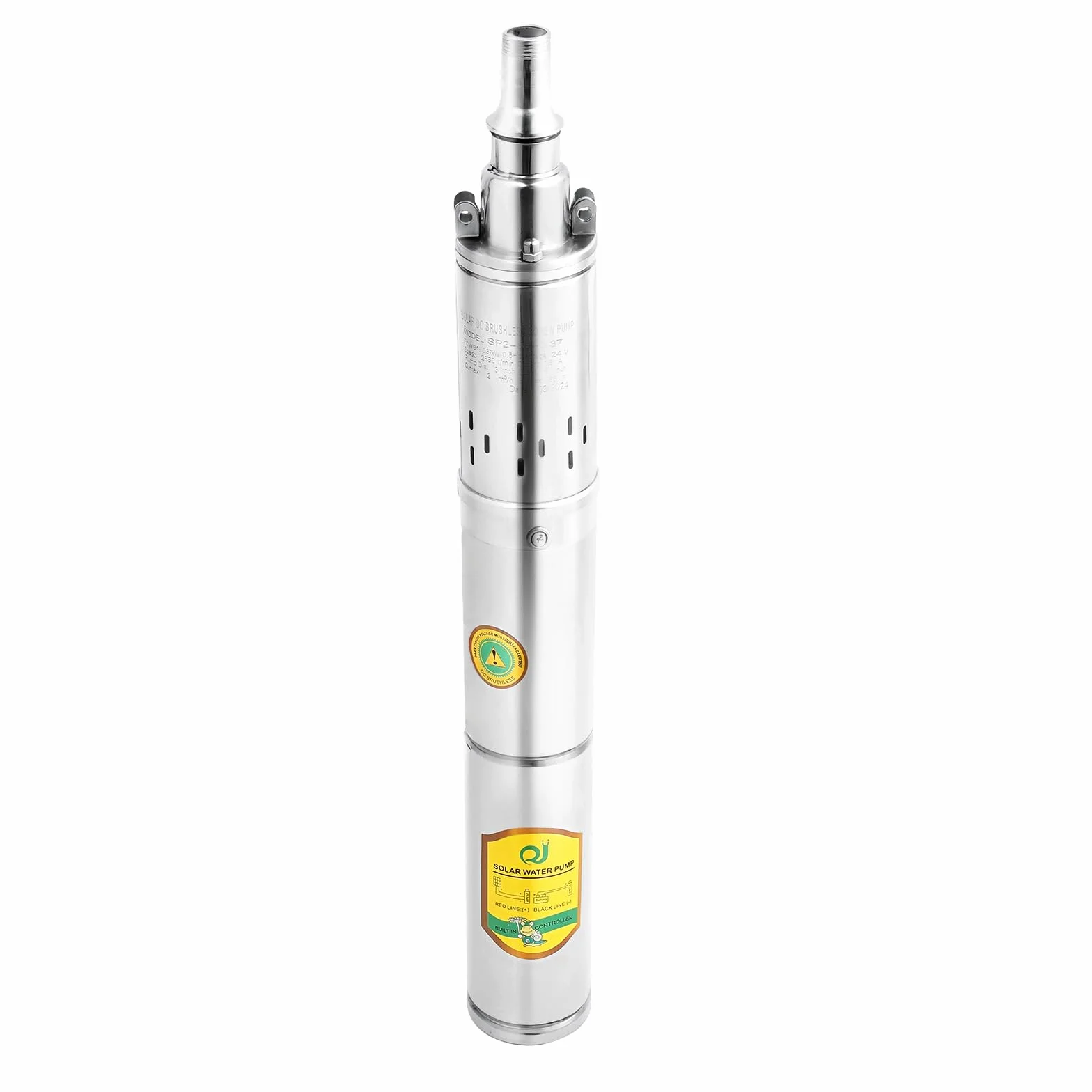 Bomba solar para pozos profundos DC 24 V, carcasa de acero inoxidable de 370 W, bomba sumergible con altura de extracción de 65 m