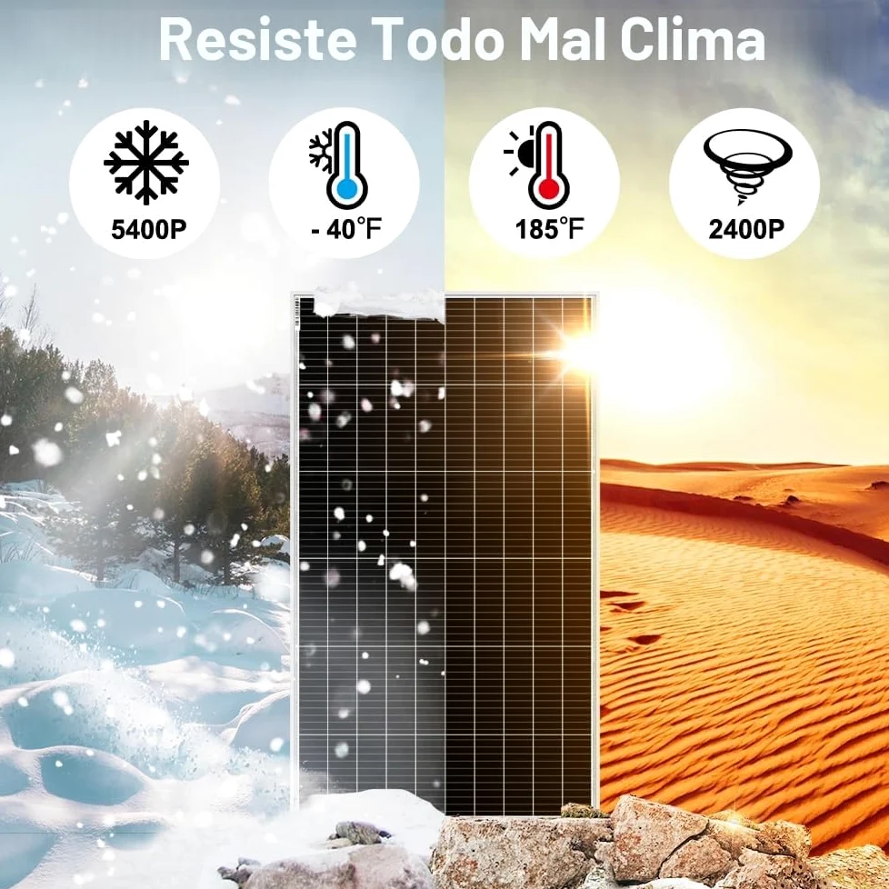 DOKIO Panel Solar 200W 18V Monocristalino para Baterías de 12V | Ideal para autocaravana, camping, cobertizo de jardín