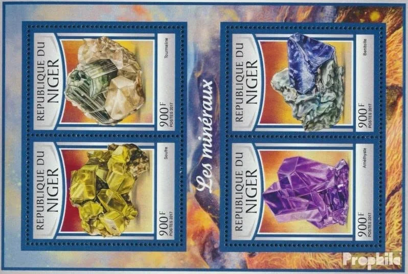 Prophila Collection Níger 4722-4725 Sheetlet MNH 2017 Minerales Sellos
