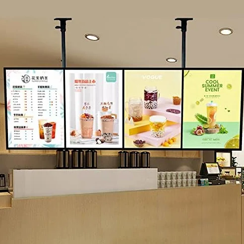 Caja de luz LED delgada de 50 x 40 cm, tablero de menú montado en la pared para restaurantes y cafeterías con retroiluminación AP E Display Sign llamativo cartel publicitario