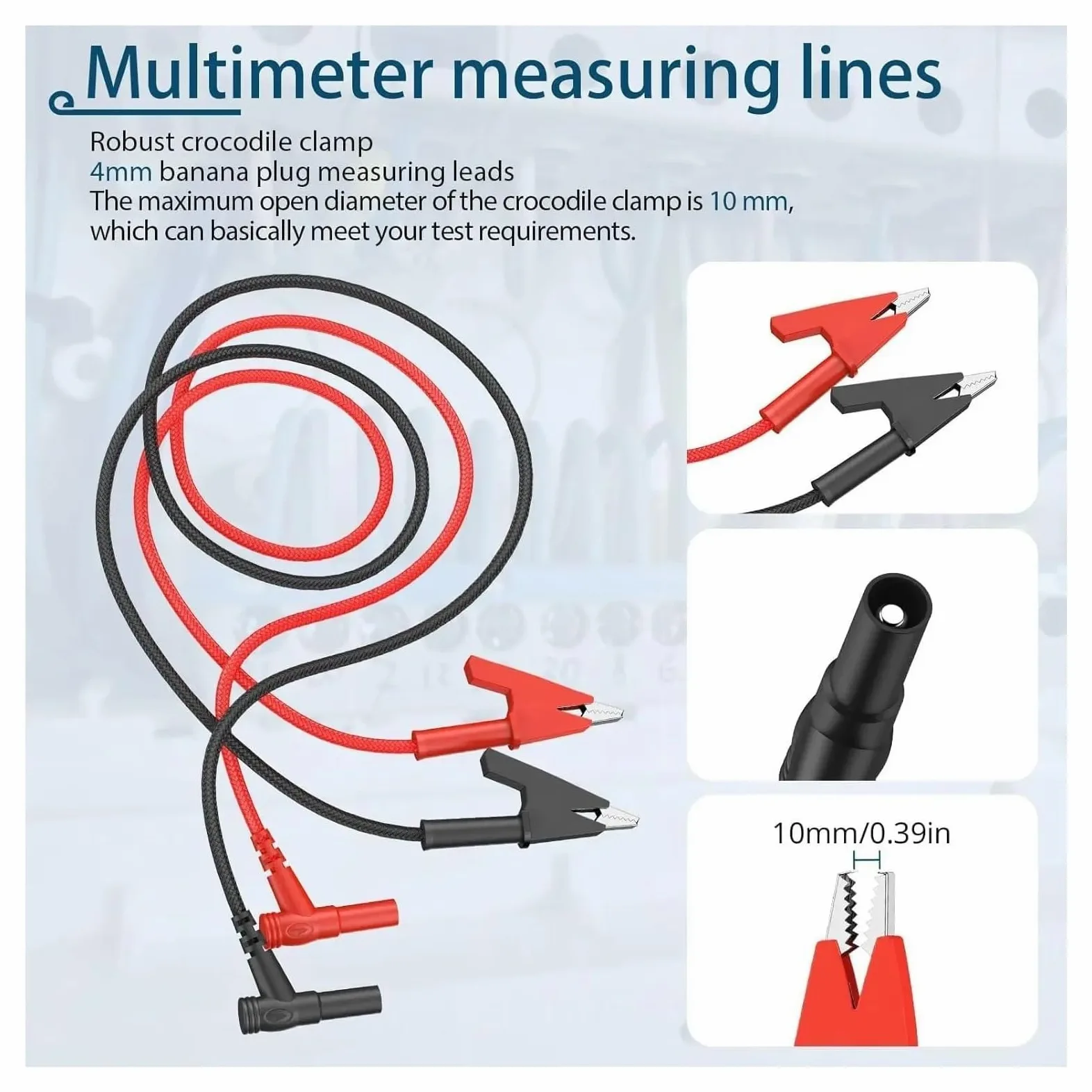 1M 15A Banana Plug to Crocodile Clip Test Lead for Multímetro