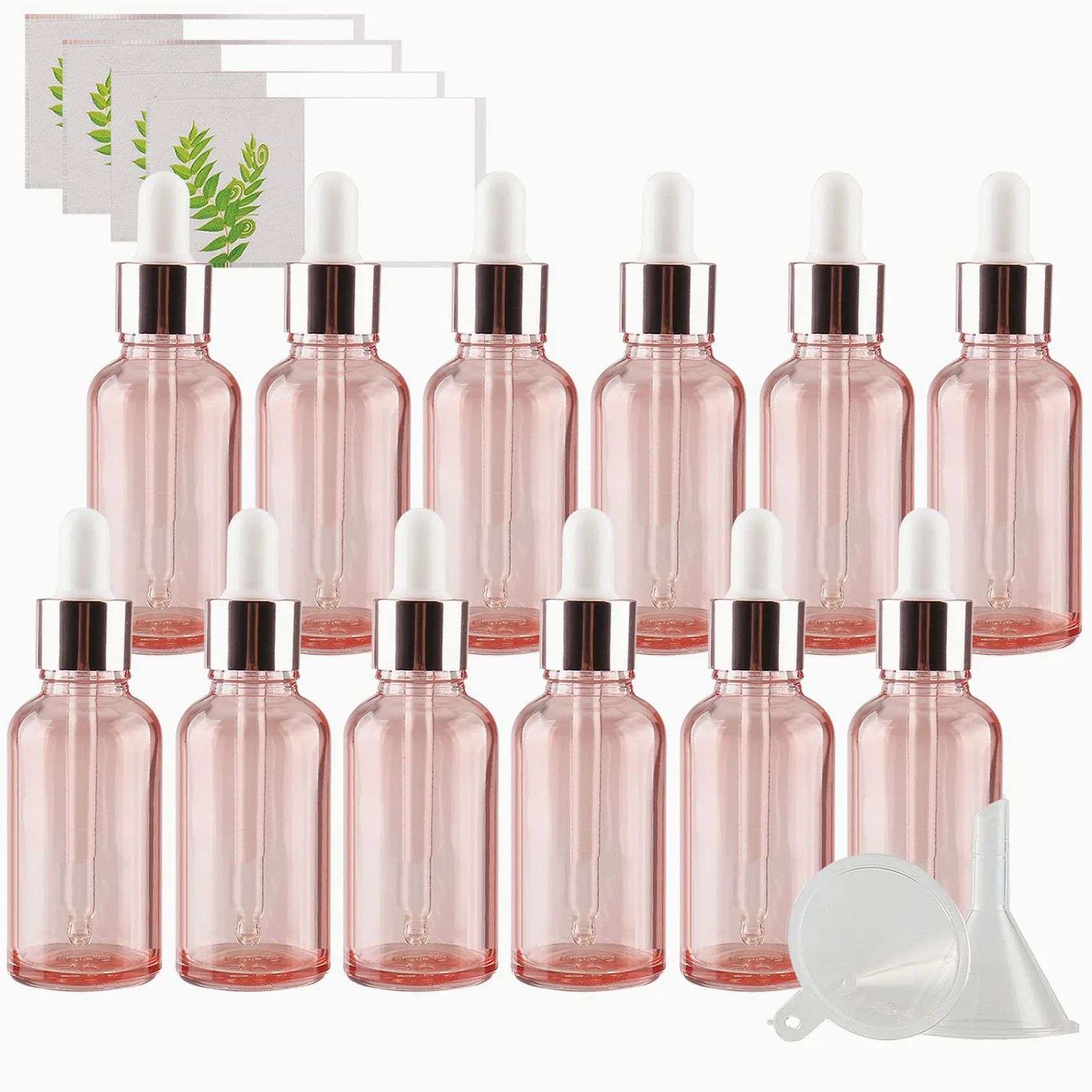 24 Pieza 30ml Rosa Botellas de Cristal con Pipeta, 30 ml Frasco Cuentagotas Cristal con Tapón de Rosca Rosa, Botella de Vidrio con Cuentagotas para Aceite Esencial Aromaterapia
