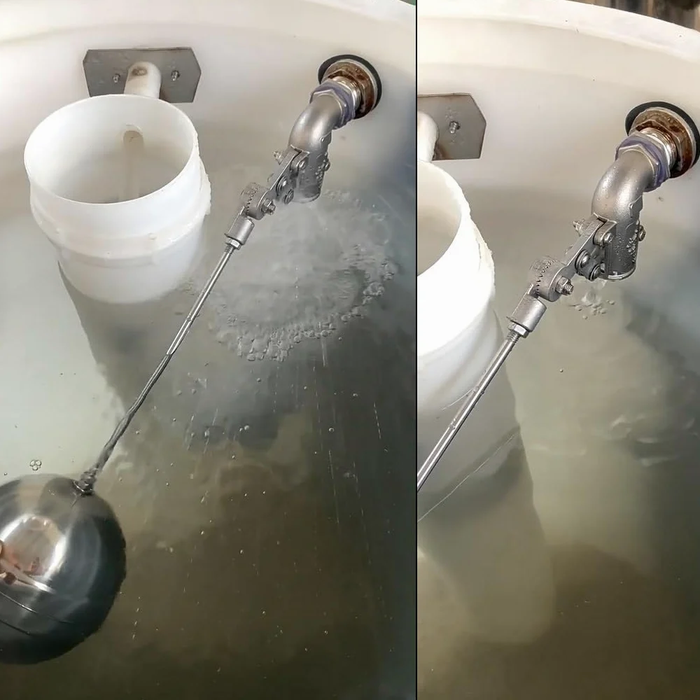 Válvula de bola flotante de codo de 90 grados de acero inoxidable 304 - Válvula de entrada ajustable for control de nivel de agua en tanques(1/2inch)