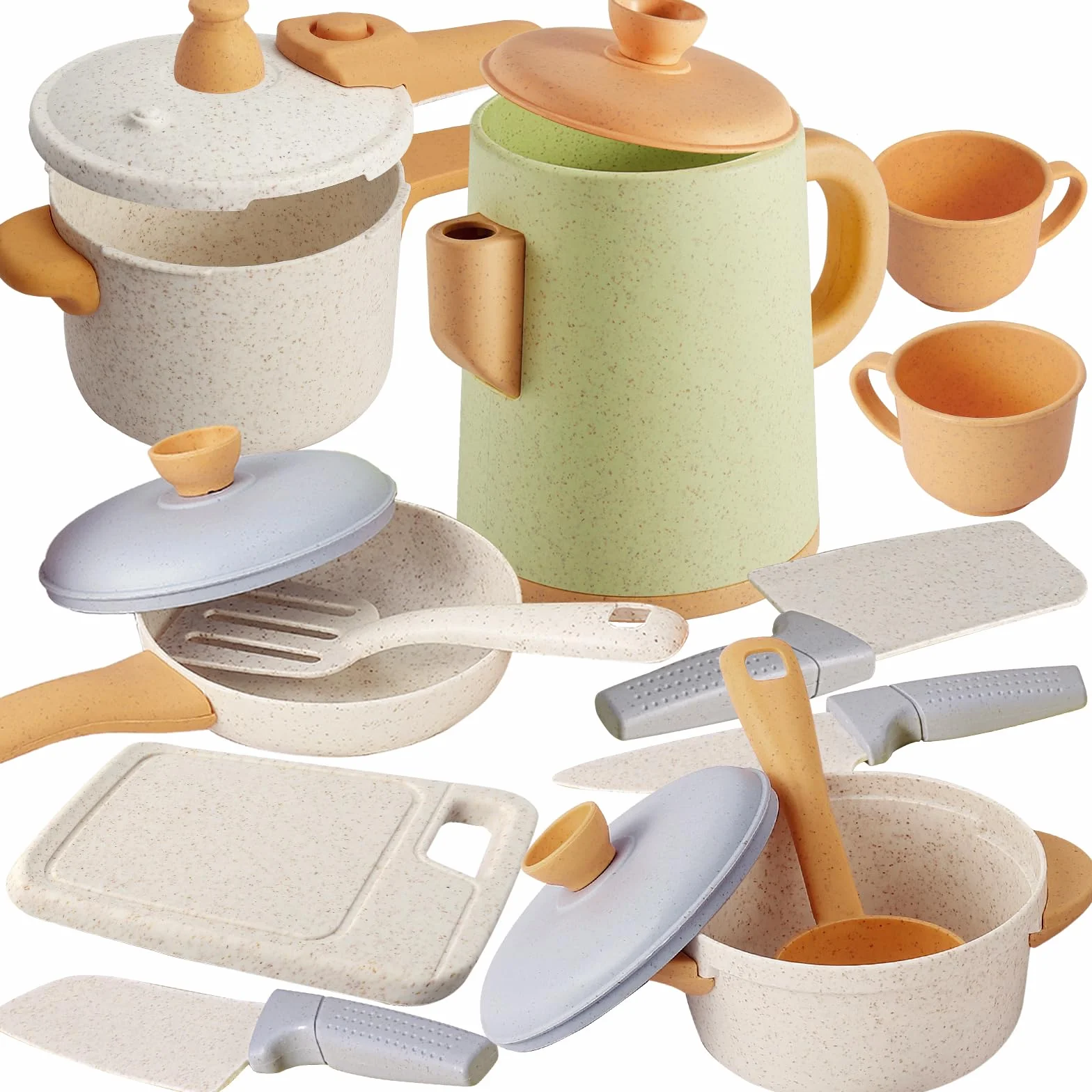 HYAKIDS Juego de Cocina para Niños, Ollas y Sartenes, Utensilios de Chef 3-5 Años