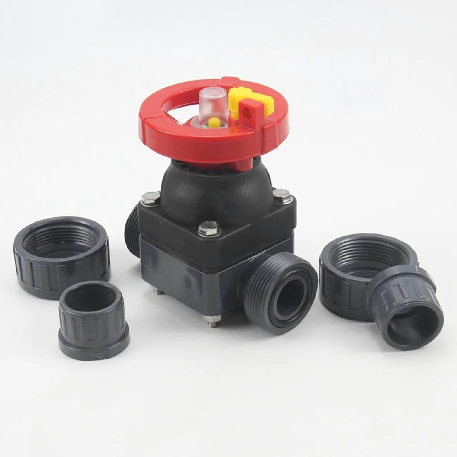 Válvula de diafragma de Doble rotación Conexión Activa de PVC Válvula de Control de Flujo Interruptor de válvula de plástico Resistente a la corrosión(DN 20 X 25mm)