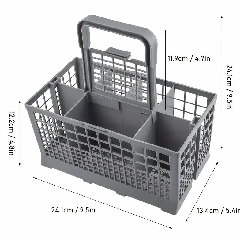 Cesta universal cubiertos para lavavajillas 24.1 x 13.4 cm Asa desmontable Compatible con Bosch Siemens Neff AEG Gorenje Privileg