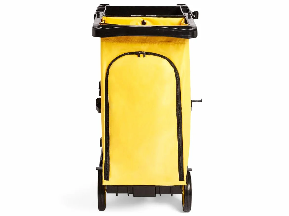 Amazon Basics Carro de limpieza con bolsa con cremallera y 2 estantes, Negro/Amarillo