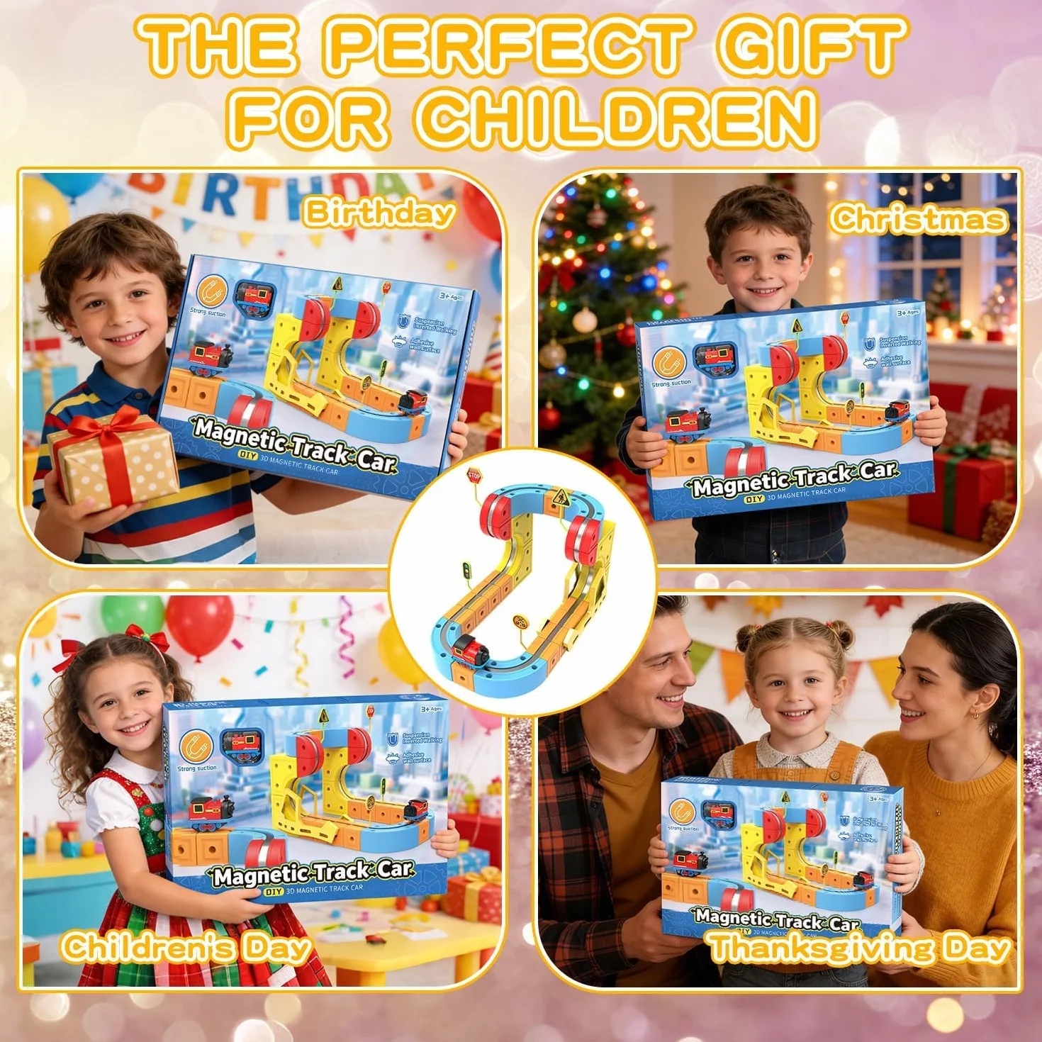 Felly Electric Train Set para Niños con Pista Flexible 3D, Juguete de Aprendizaje DIY Cube Track, Regalo 3-12 Años